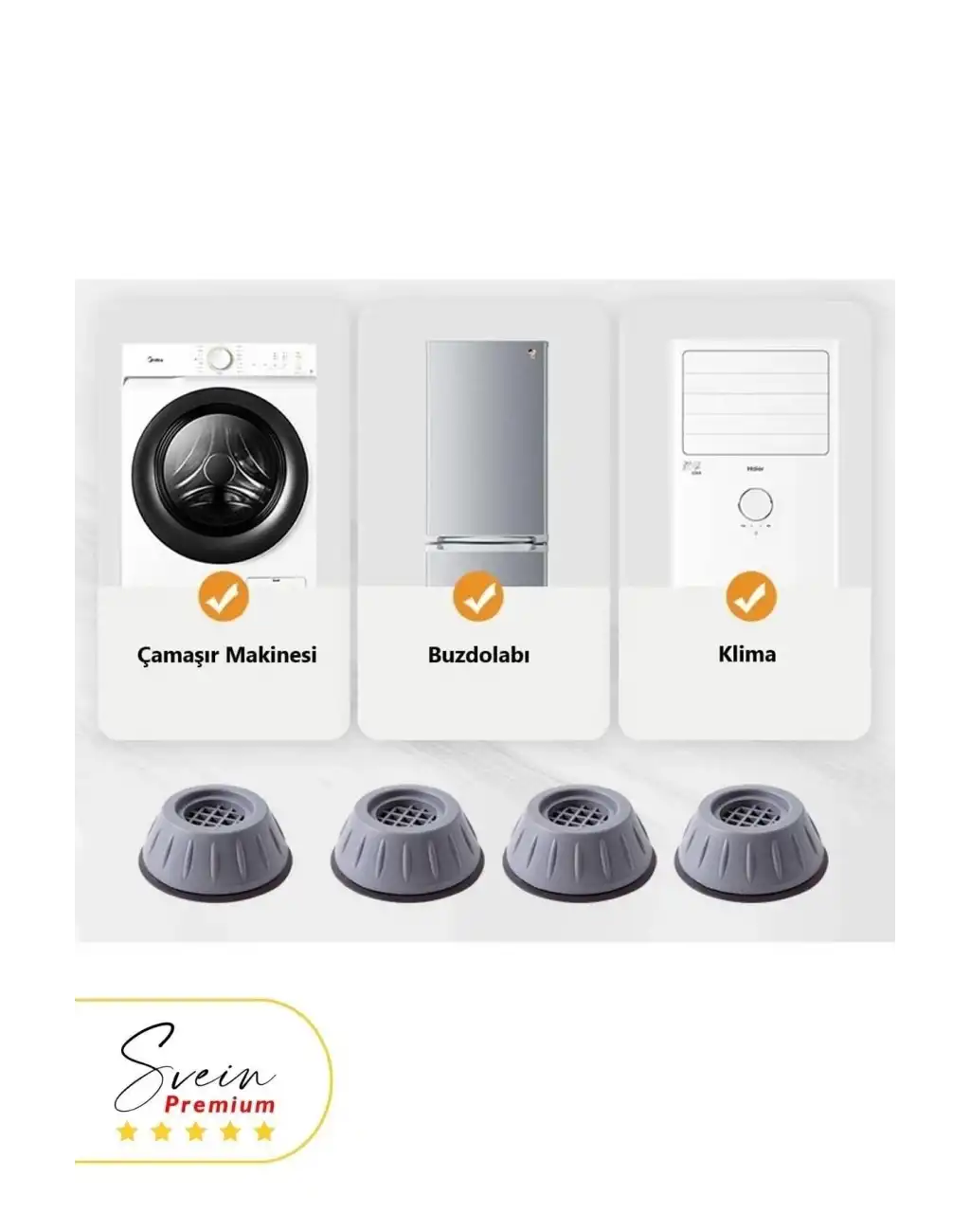 Gürültü Engelleyici ve Kaymaz Titreşim Önleyici Kauçuk Ayak Pedleri Çamaşır Makinesi Stoper 4lü