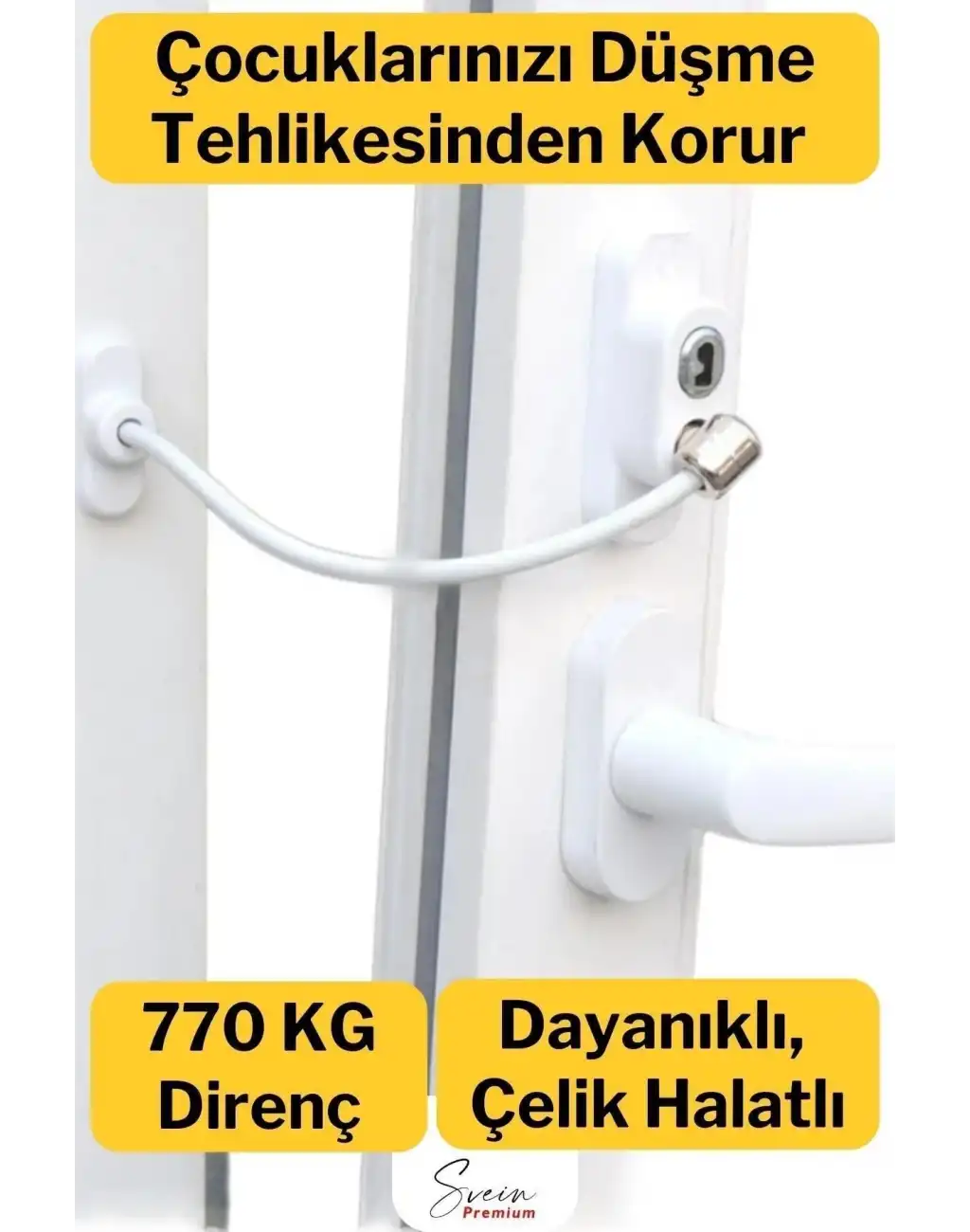 Çelik Halatlı Kablolu Anahtarlı Dayanıklı Pvc Kapı Pencere Emniyet Çocuk Güvenlik Kilidi 1 Adet