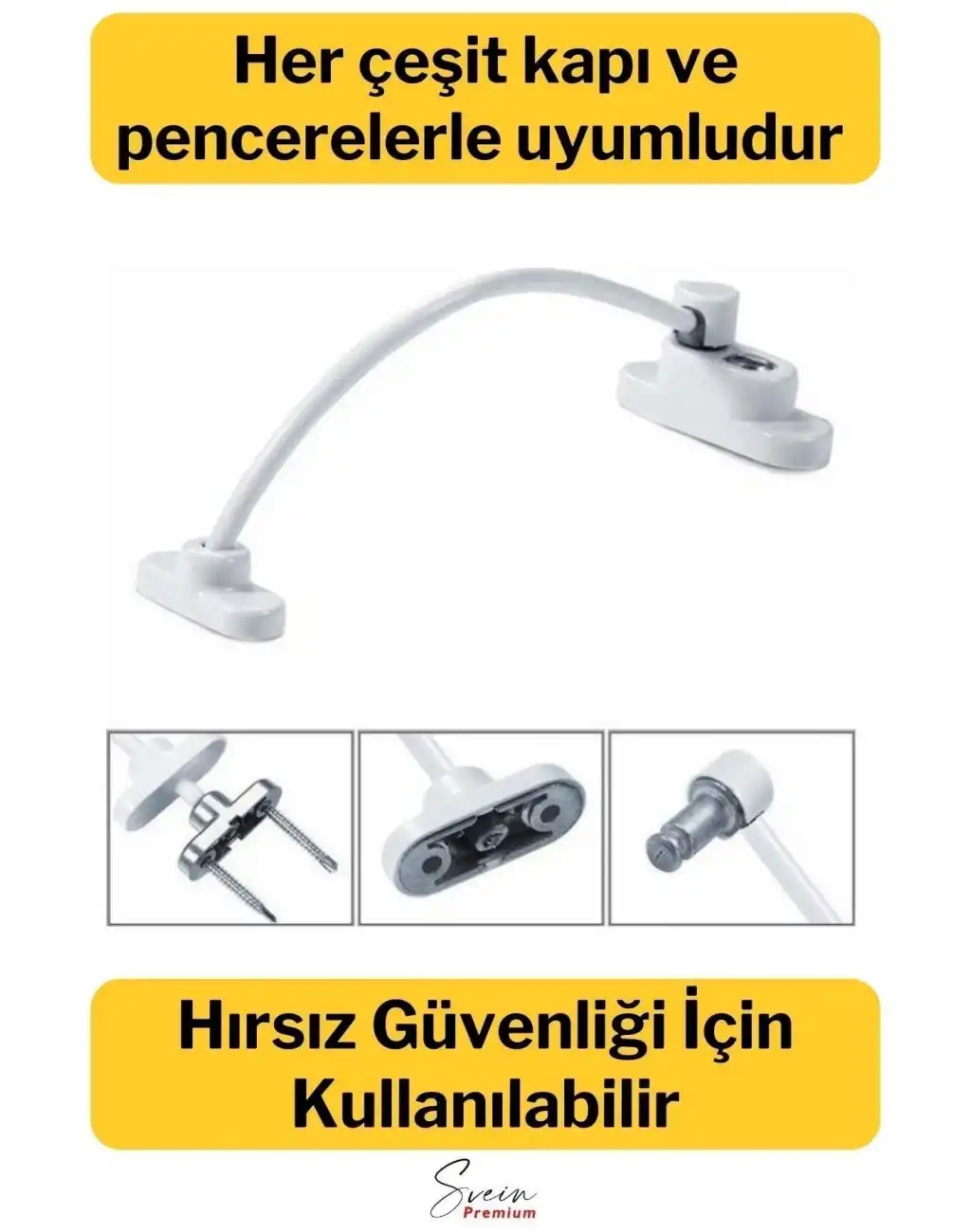 Çelik Halatlı Kablolu Anahtarlı Dayanıklı Pvc Kapı Pencere Emniyet Çocuk Güvenlik Kilidi 1 Adet
