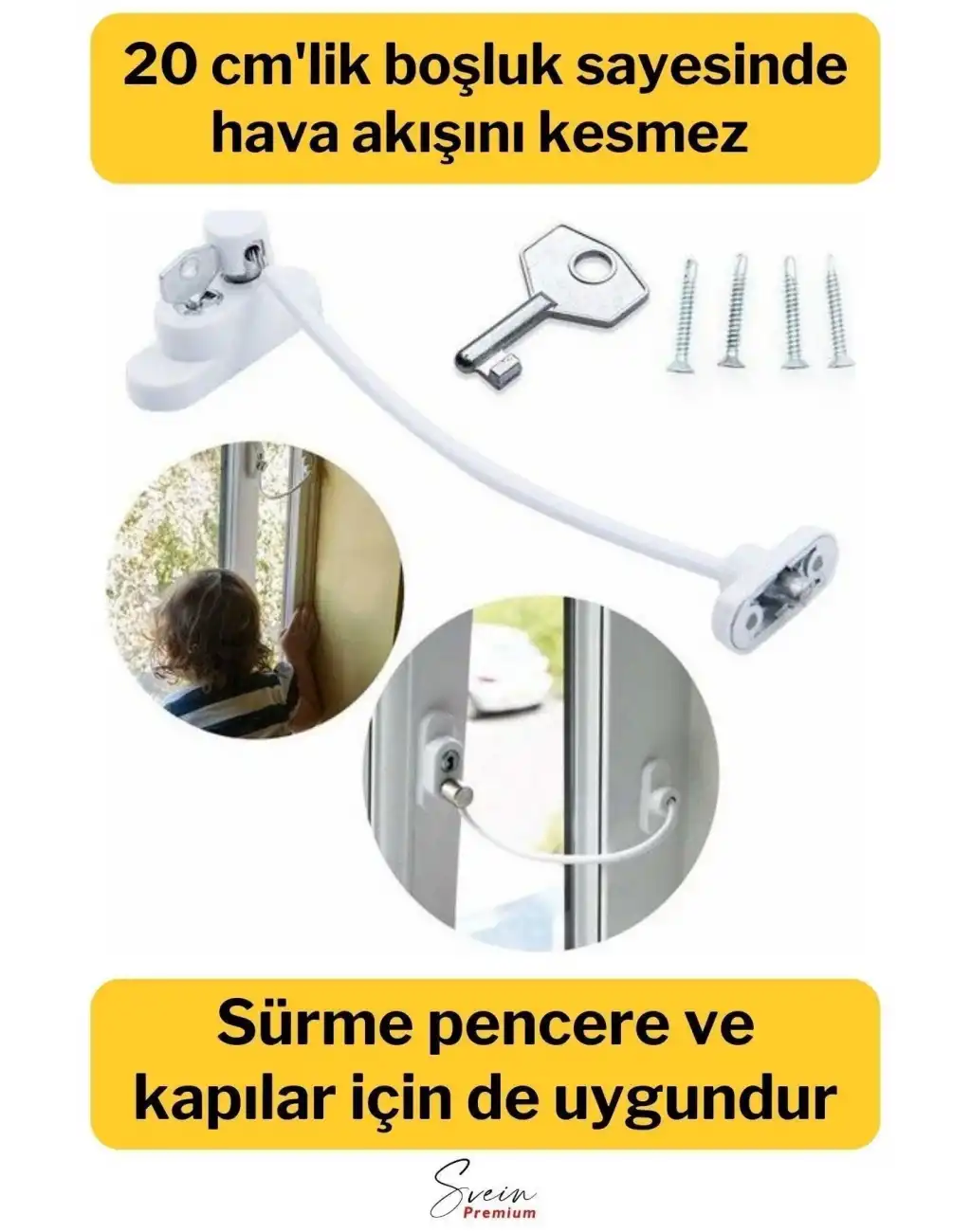 Çelik Halatlı Kablolu Anahtarlı Dayanıklı Pvc Kapı Pencere Emniyet Çocuk Güvenlik Kilidi 1 Adet