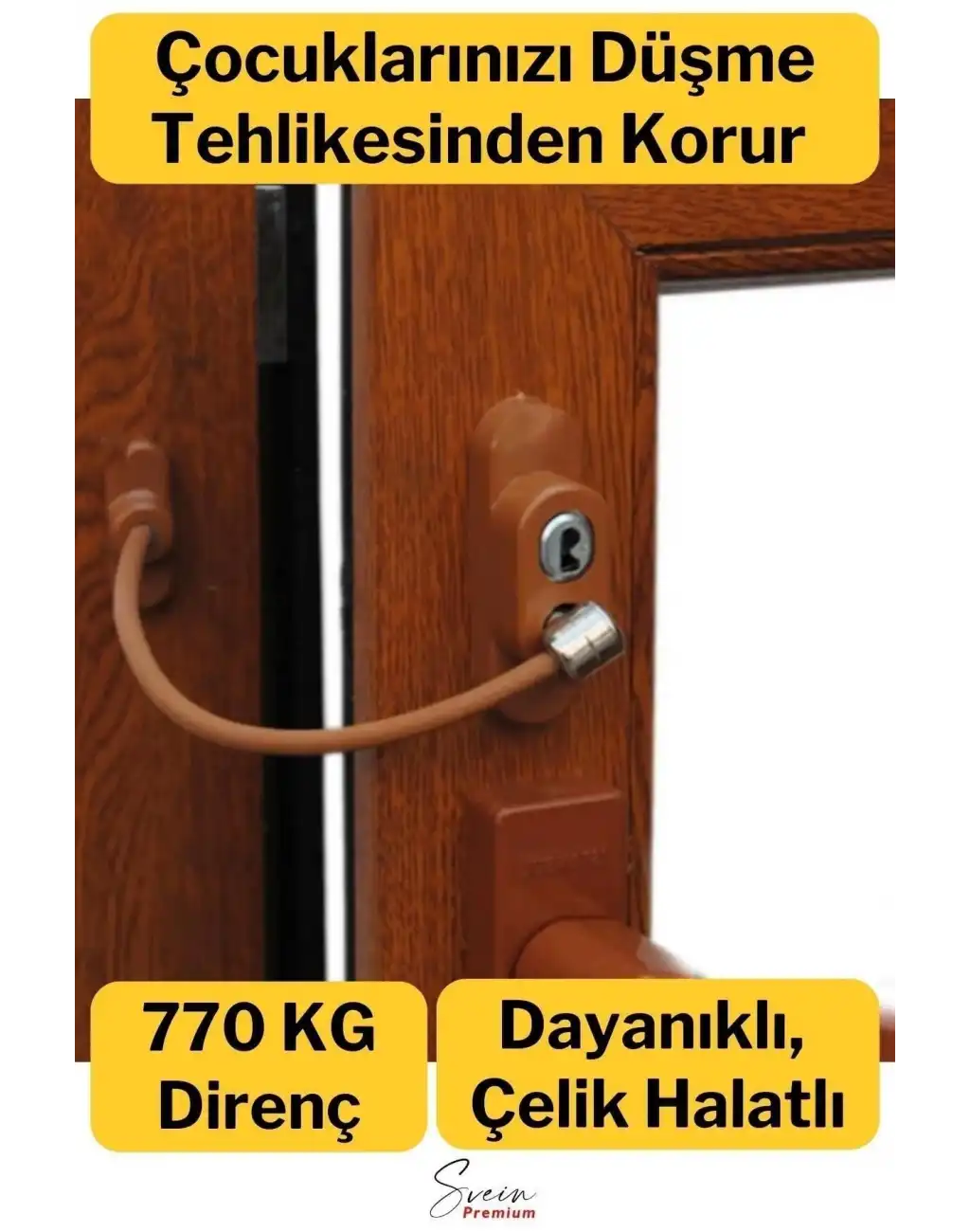 Çelik Halatlı Kablolu Anahtarlı Dayanıklı Pvc Kapı Pencere Emniyet Çocuk Güvenlik Kilidi 1 Adet