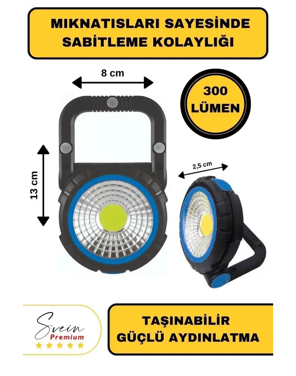 Taşınabilir Cep Boy Pilli Mıknatıslı Katlanır Ayaklı Kamp Bahçe Ev İçin Mini Cob Projektör Led Işık