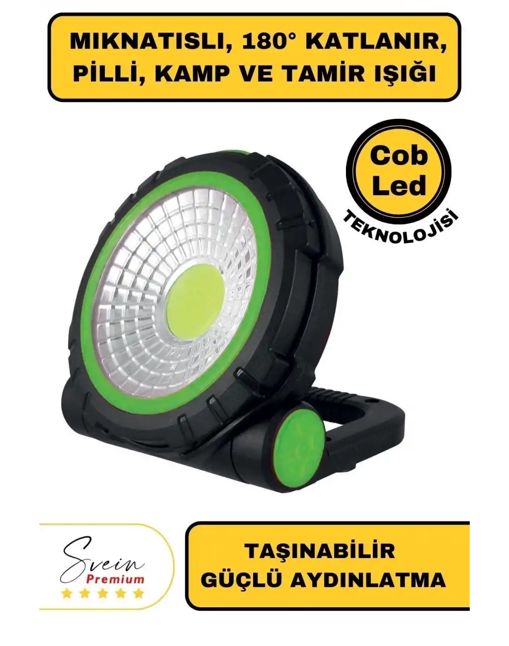 Taşınabilir Cep Boy Pilli Mıknatıslı Katlanır Ayaklı Kamp Bahçe Ev İçin Mini Cob Projektör Led Işık