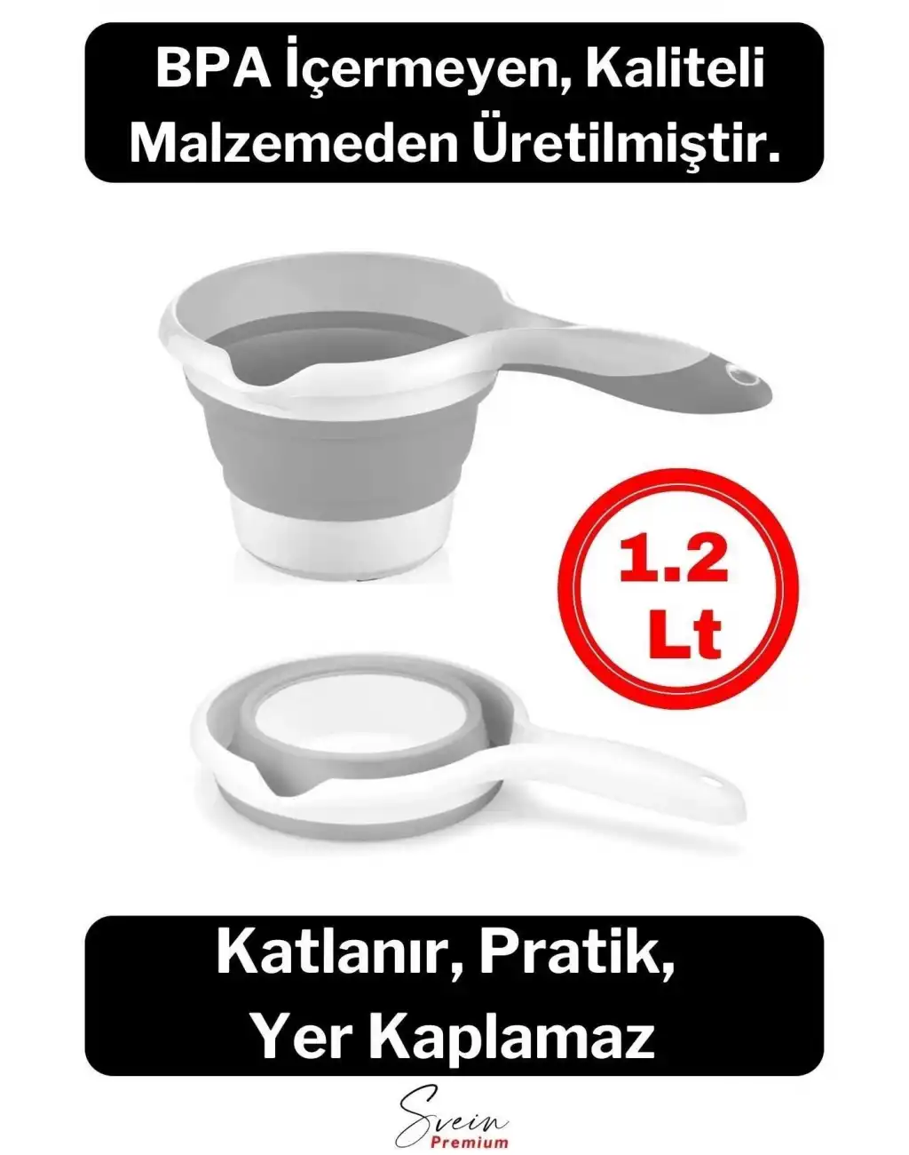 Pratik Premium Katlanır Sert Plastik Koçero Maşrapa Su Kovası Bulaşık Yıkama Leğeni 1200 ml