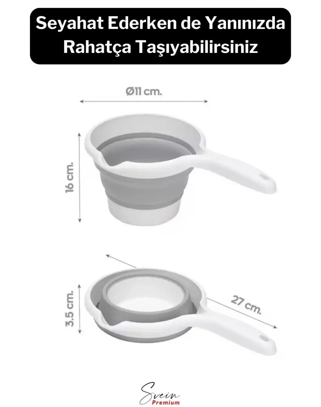 Pratik Premium Katlanır Sert Plastik Koçero Maşrapa Su Kovası Bulaşık Yıkama Leğeni 1200 ml