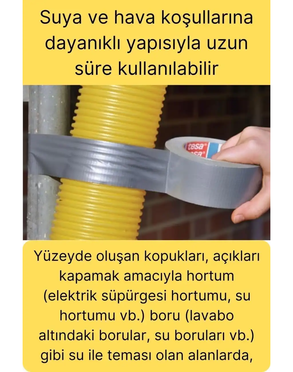 Çok Amaçlı Su Geçirmez Sızdırmaz Dayanıklı Izole Gri Tamir Bandı 48 Mm 10 Mt 1 Adet