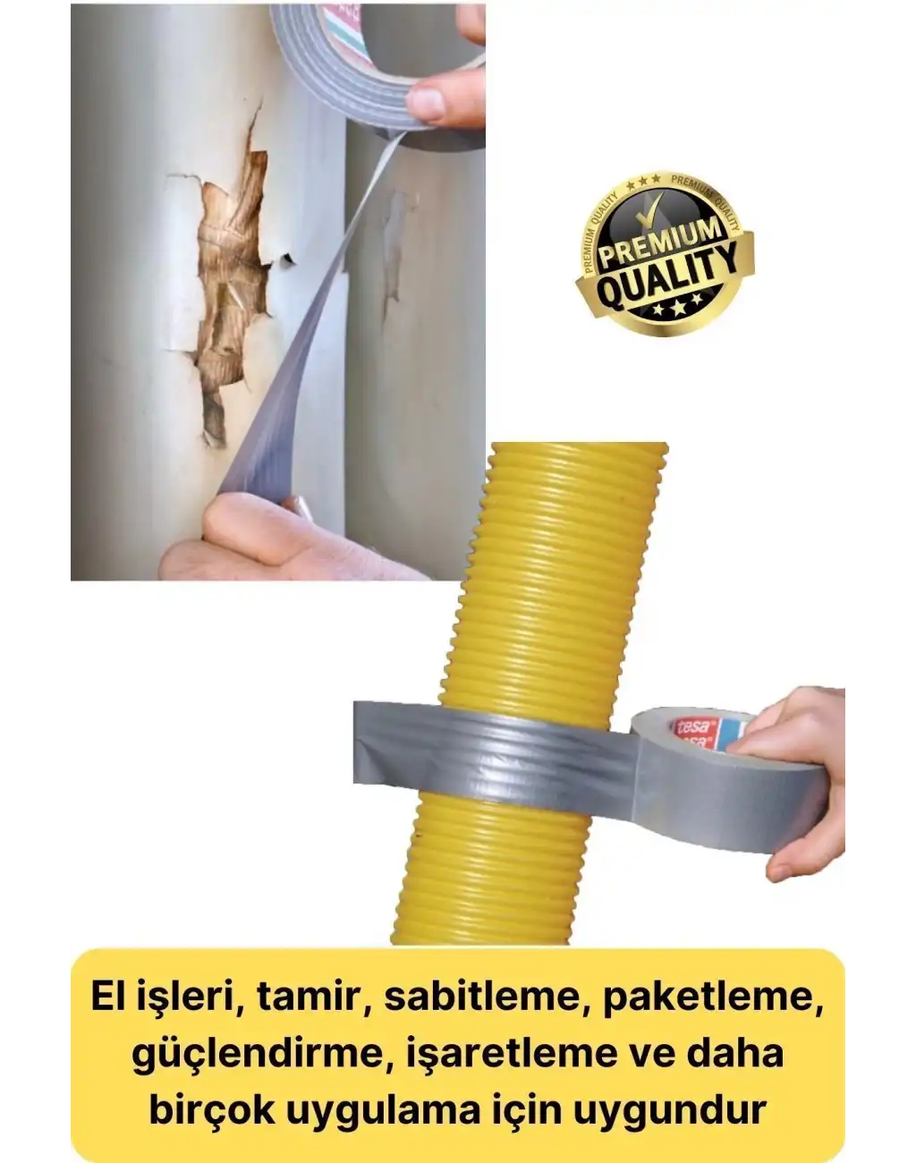 Çok Amaçlı Su Geçirmez Sızdırmaz Dayanıklı Izole Gri Tamir Bandı 48 Mm 10 Mt 1 Adet