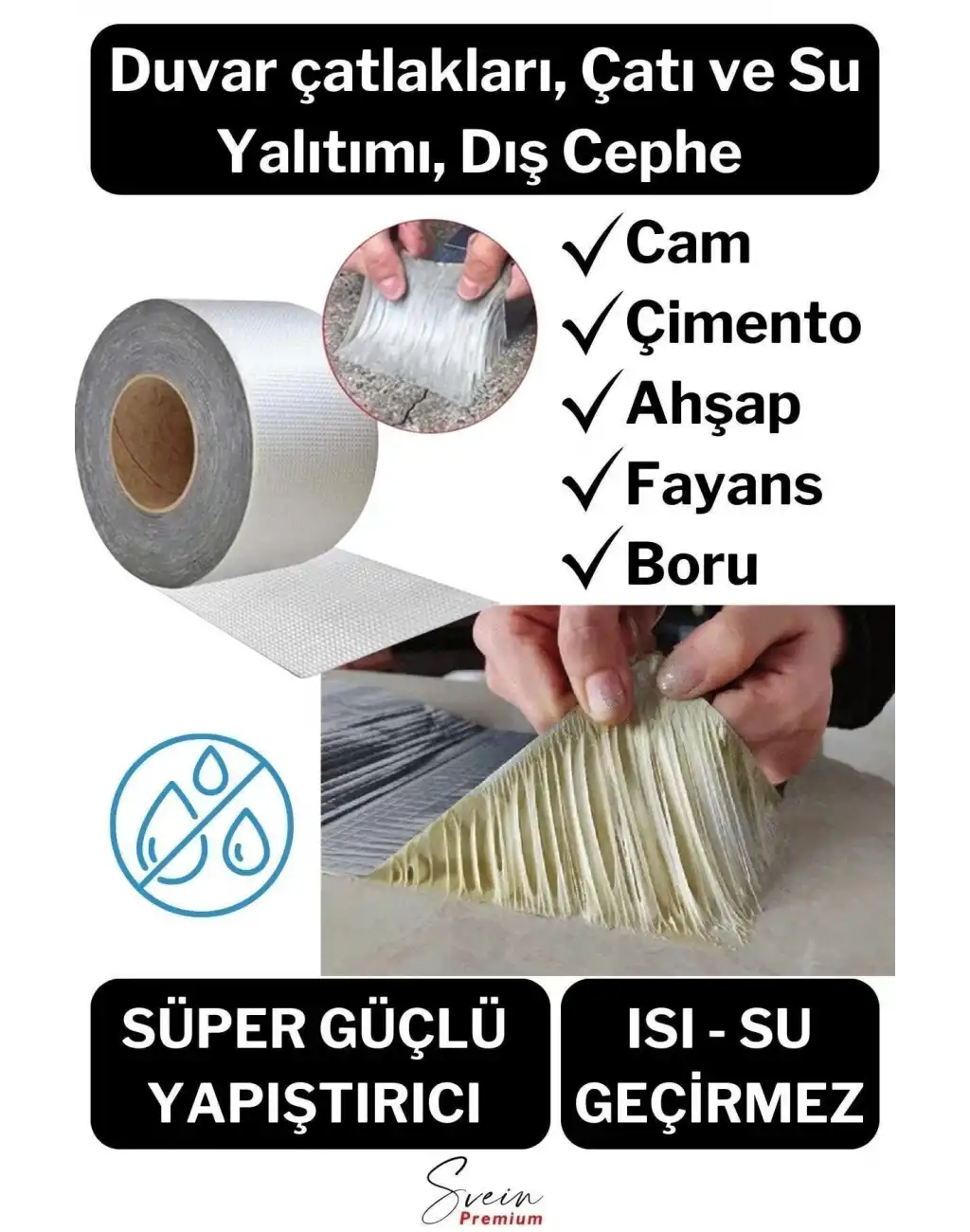 Su Geçirmez Sızdırmaz Alev Geciktirici Dayanıklı Sakız Bant 48 Mm X 2 Mt Alüminyum Tamir Bandı