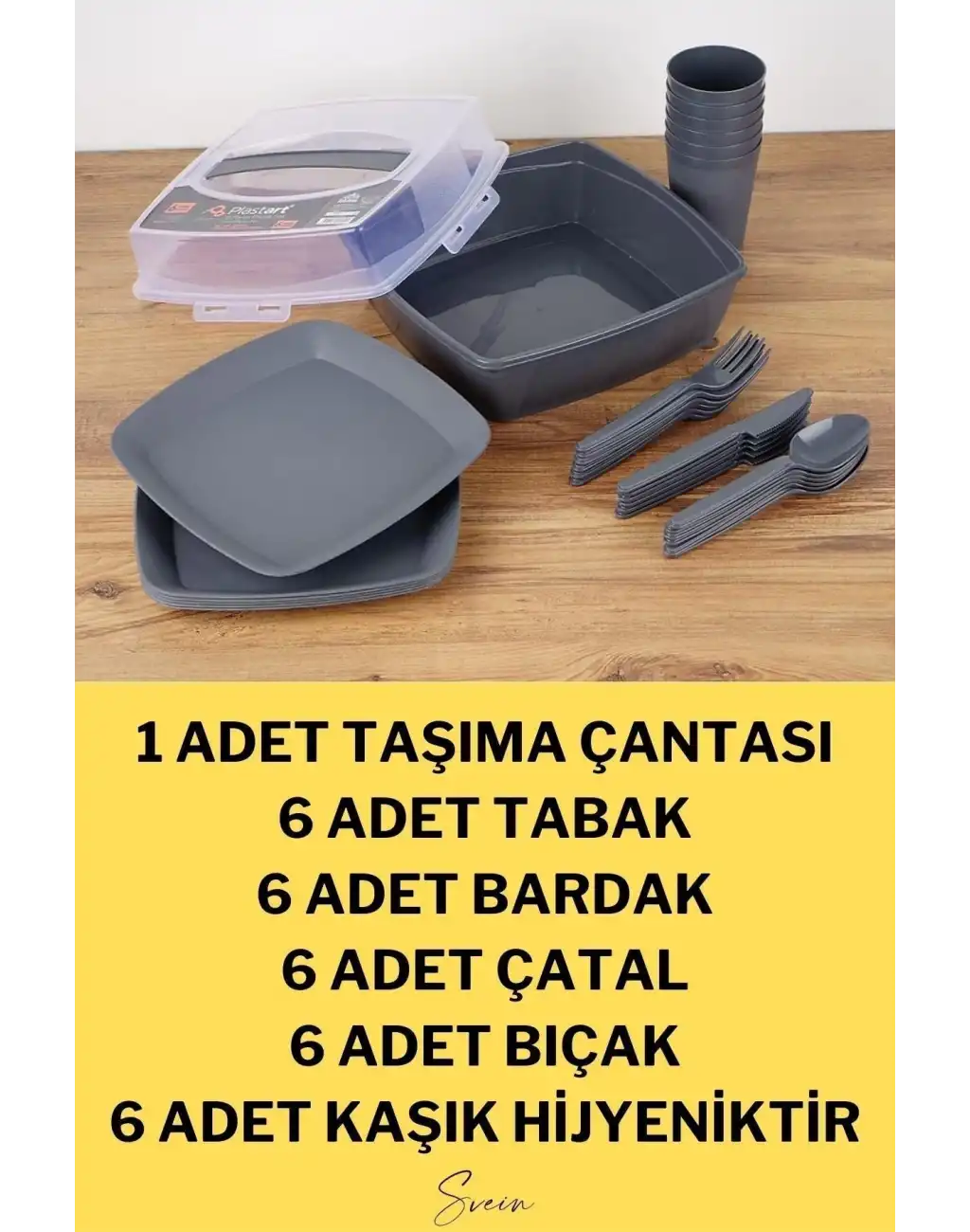Lüx Piknik Sepeti 6 Kişilik Çatal Bıçak Bardak Tabak Piknik Mangal Kamp Seti 32 Parça