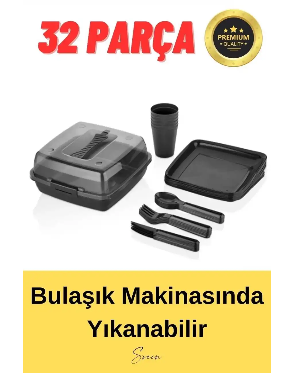 Lüx Piknik Sepeti 6 Kişilik Çatal Bıçak Bardak Tabak Piknik Mangal Kamp Seti 32 Parça