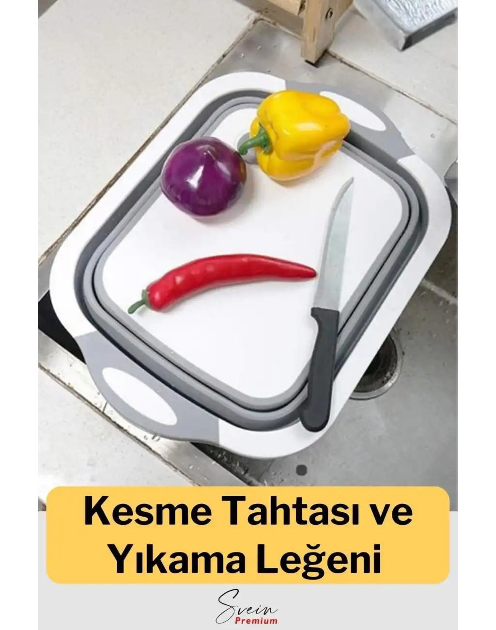 Çok Amaçlı Premium Katlanır Kesme Tahtası Tıpalı Yıkama Leğeni Badya ve Koçero Su Maşrapası 2li Set