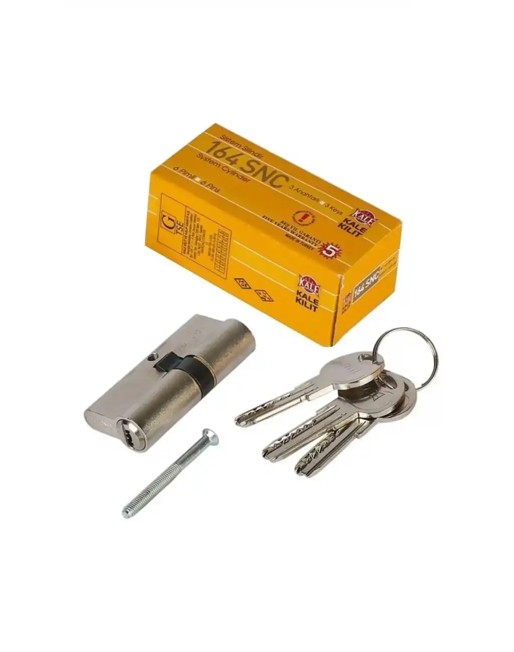 Kale Çelik Kapı Kilidi 164 Snc Bilyalı Barel Sistem Barel Kapı Göbeği Saten PRA-893962-002033