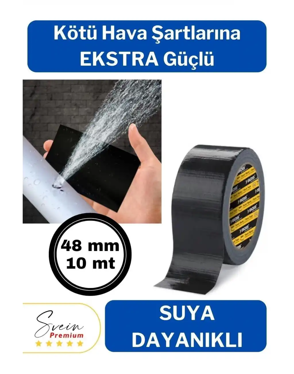 Çok Amaçlı Su Geçirmez Sızdırmaz Dayanıklı İzolasyon Kapı Pencere Tamir Bandı 48 mm 10 mt 1 Adet