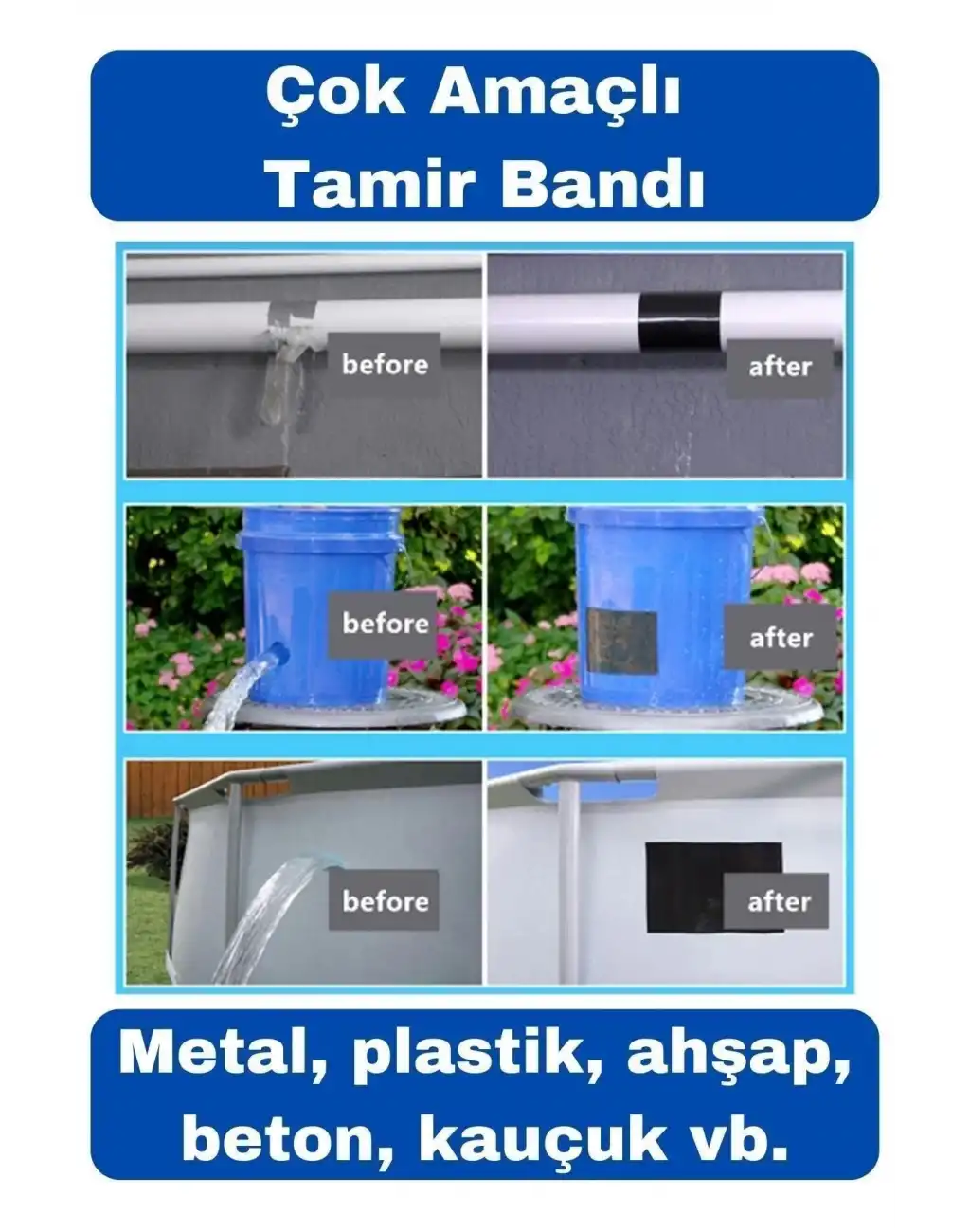 Çok Amaçlı Su Geçirmez Sızdırmaz Dayanıklı İzolasyon Kapı Pencere Tamir Bandı 48 mm 10 mt 1 Adet