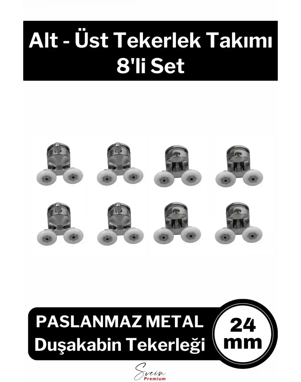 Dayanıklı Duşakabin Tekerleği Alt Üst Sürgülü Cam Kabin Tekeri Rulman Metal Gövdeli 8 li Set