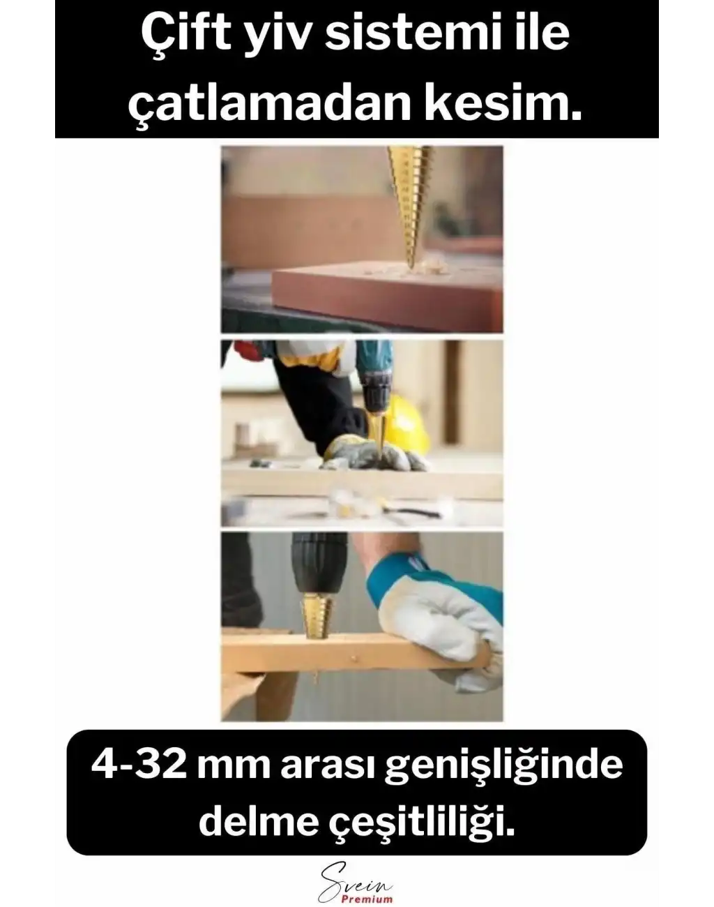 Paslanmaz Kademeli Matkap Ucu Sac Demir Çelik Plastik Bakalit Ahşap Delici Sarı Titanyum Kozalak Uç