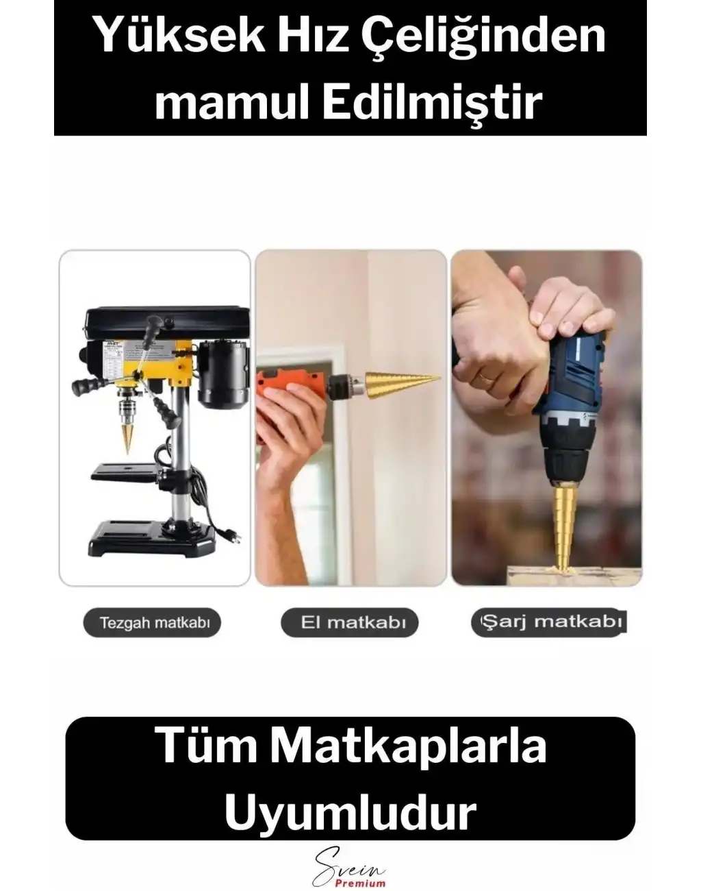 Paslanmaz Kademeli Matkap Ucu Sac Demir Çelik Plastik Bakalit Ahşap Delici Sarı Titanyum Kozalak Uç