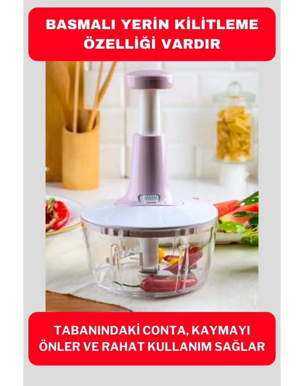 Pratik Taşınabilir Basmalı El Rondo Soğan Sebze Meyve Doğrayıcı Paslanmaz Çelik Bıçaklı El Robotu