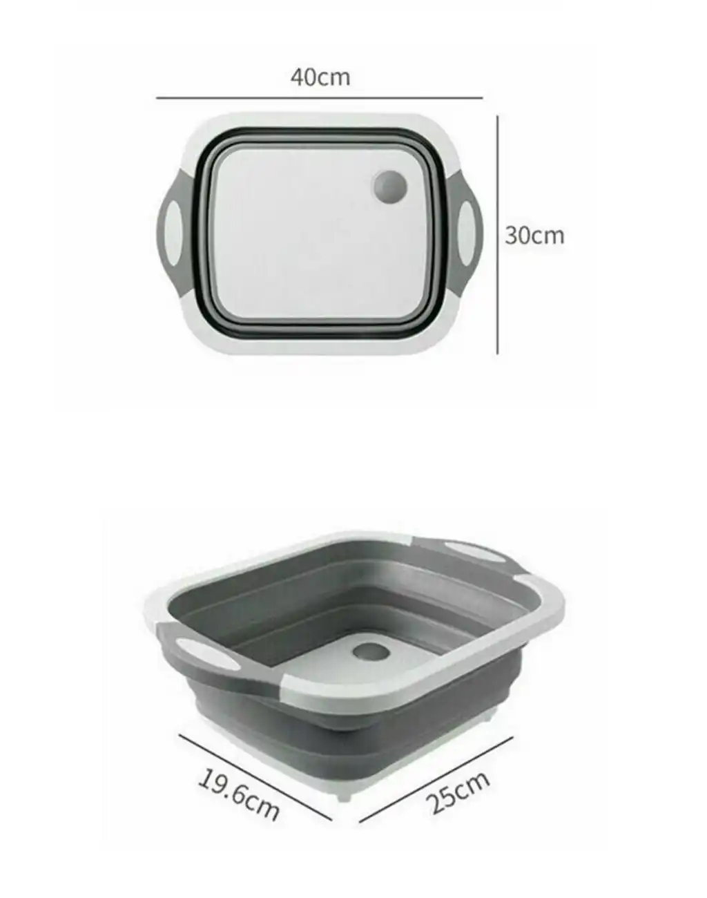 Katlanabilir Bulaşık Yıkama Leğeni Süzgeçli Kesme Doğrama Tahtası ve Akordiyon Tıpalı Badya 1 Adet