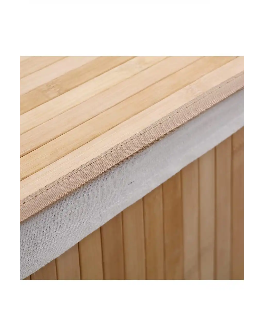 Kapaklı El Yapımı Dekoratif Modern Doğal Ahşap Bambu Banyo Kirli Çamaşır Sepeti 40 X 30 X 60 Cm