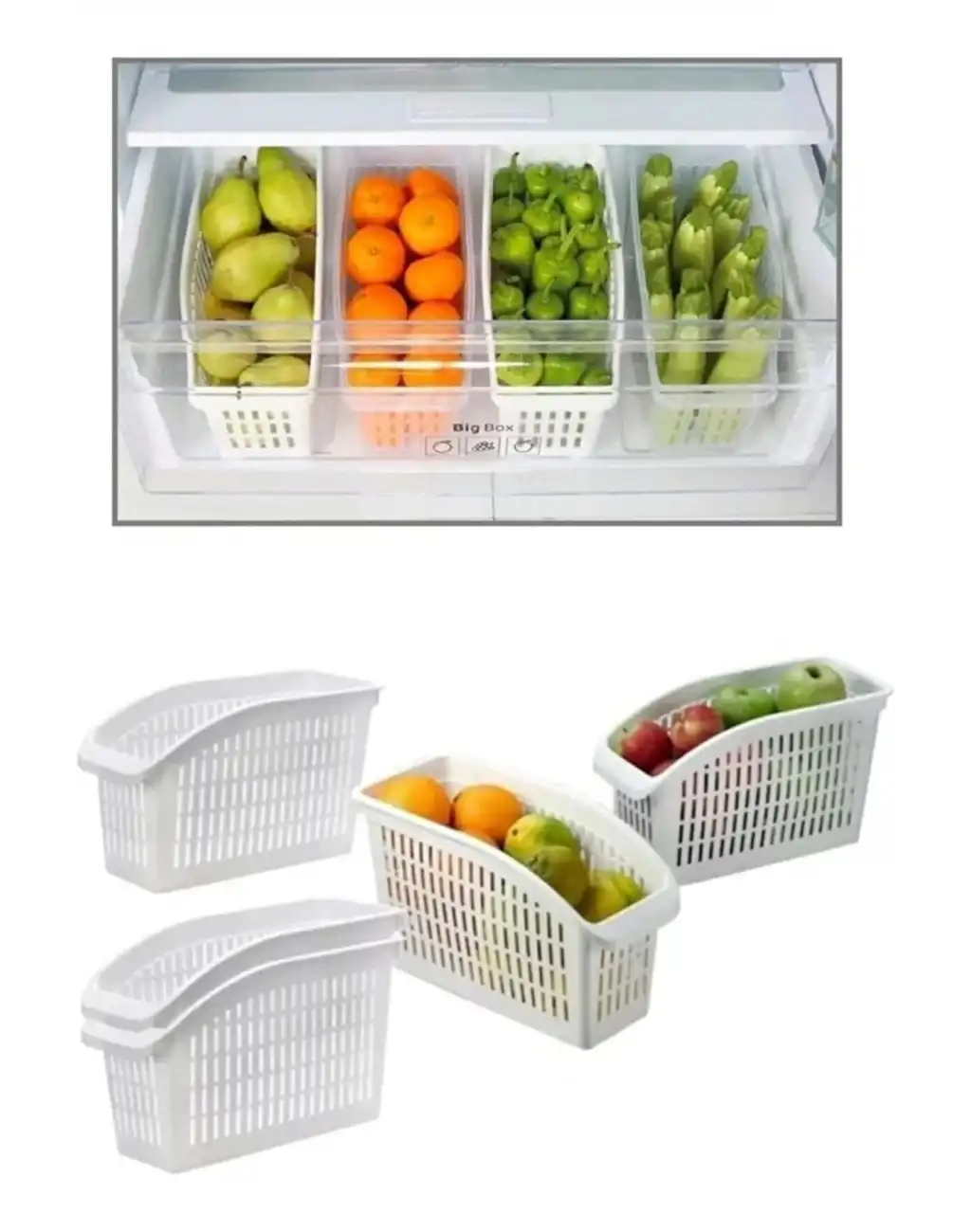 Buzdolabı Sepeti Çok Amaçlı Evye Altı Dolap İçi Meyve Sebze Düzenleyici Sepet Organizer Beyaz 4 Adet