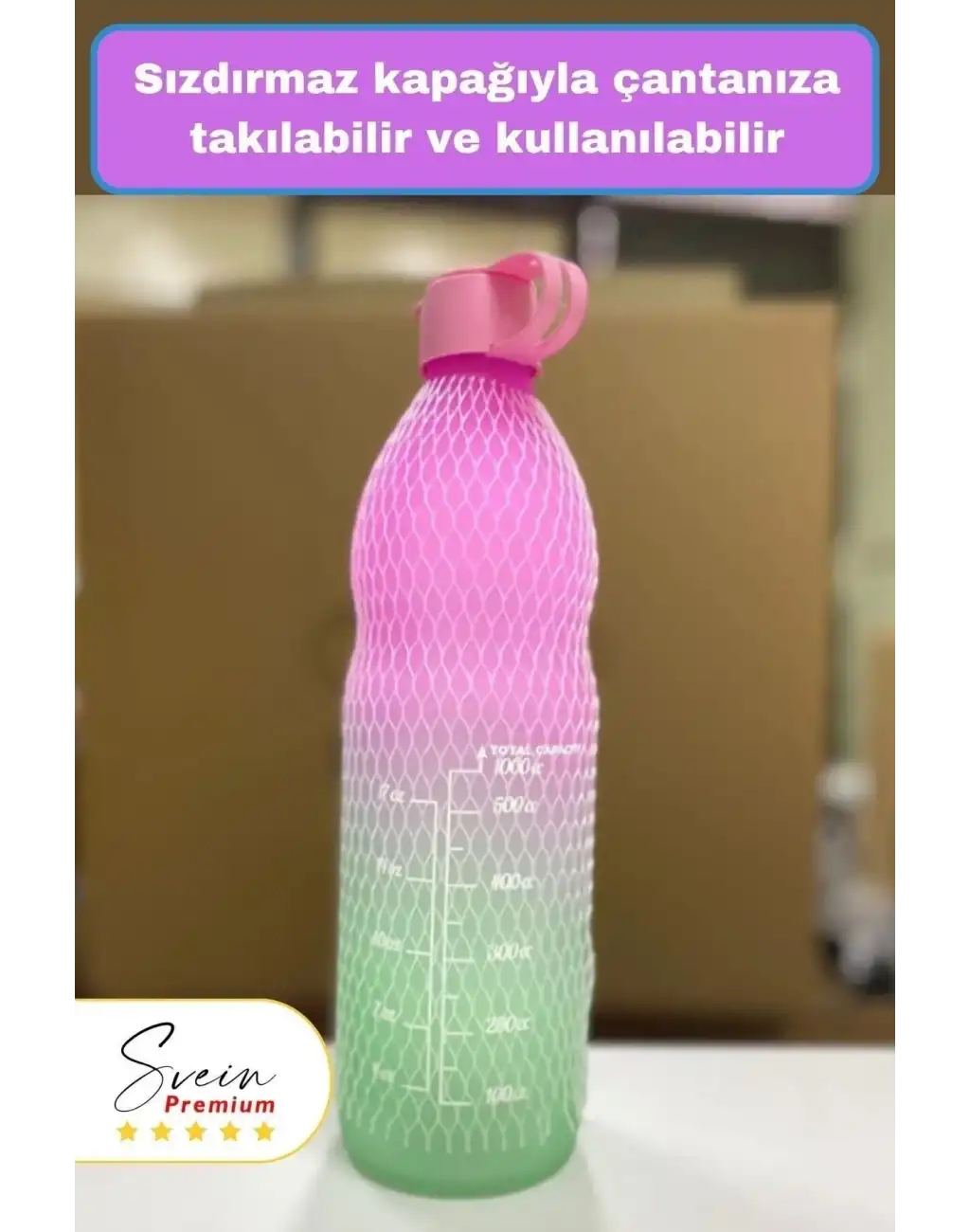 Premium Sızdırmaz Motivasyonel Sporcu Cam Renkli Su Matarası 1 Litre Suluk Tritan Bpa İçermez 1 Adet