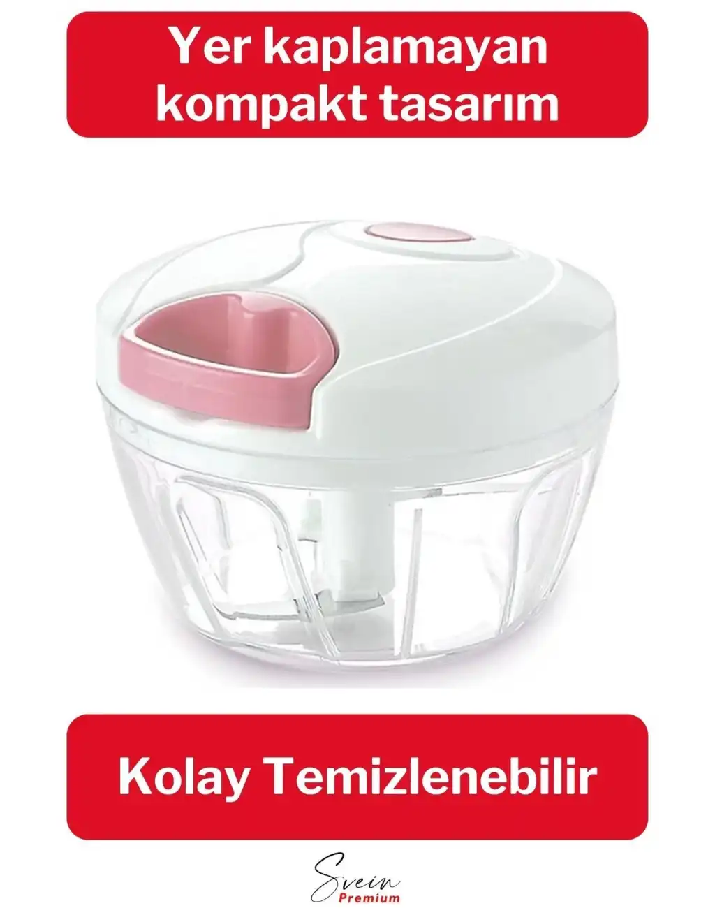 Premium Manuel 3 Bıçaklı Ipli Çekmeli Paslanmaz El Rondosu Kolay Hızlı Meyve Sebze Soğan Doğrayıcı