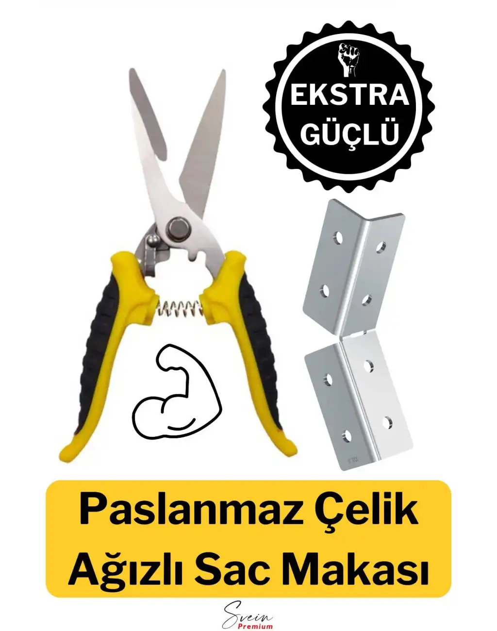 Çok Amaçlı Keskin Uçlu Paslanmaz Çelik Ağızlı Yaylı Teneke Köşebent Makası Alçıpan Makas 20 cm