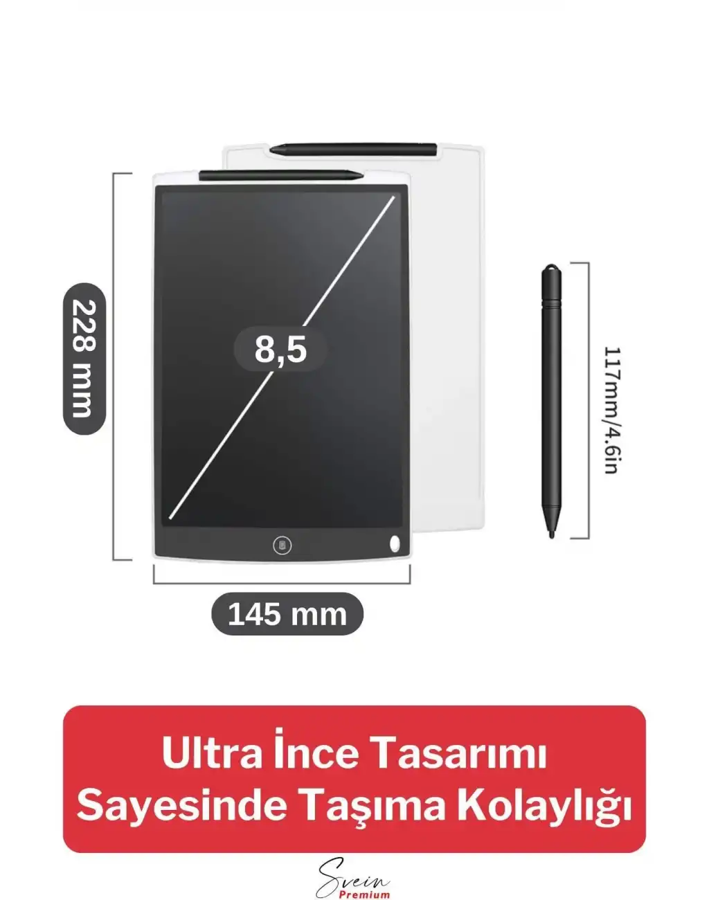 8,5 Inç Writing Lcd Grafik Dijital Kalemli Çizim Tableti Silinebilir Not Yazma Eğitim Yazı Tahtası