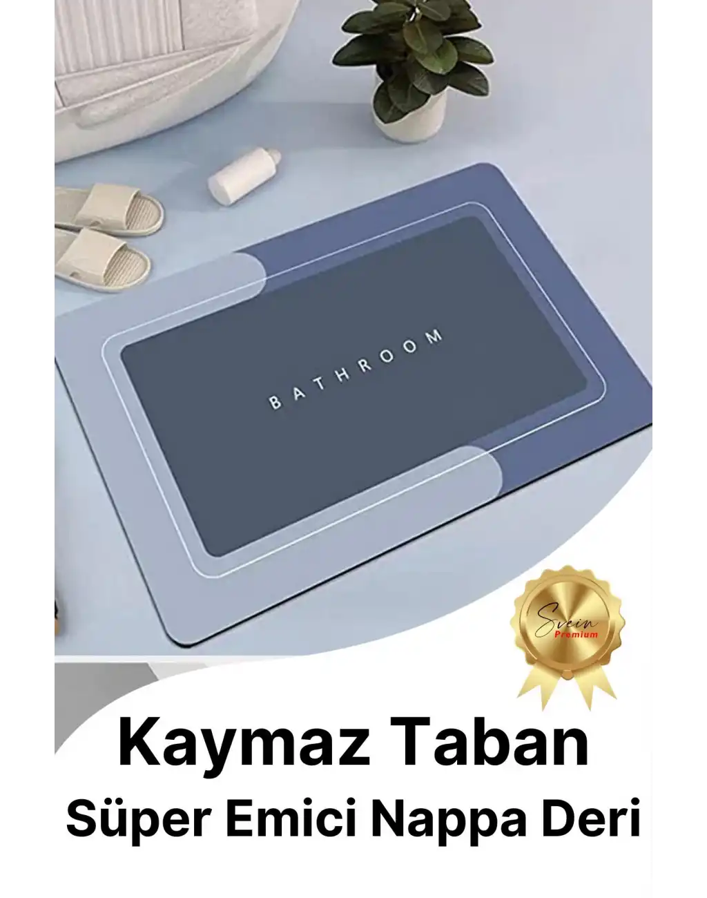 Sihirli Su Emici Kaymaz Tabanlı Kolay Temizlenir Dayanıklı Pürüzsüz Yumuşak Abdest Banyo Paspası