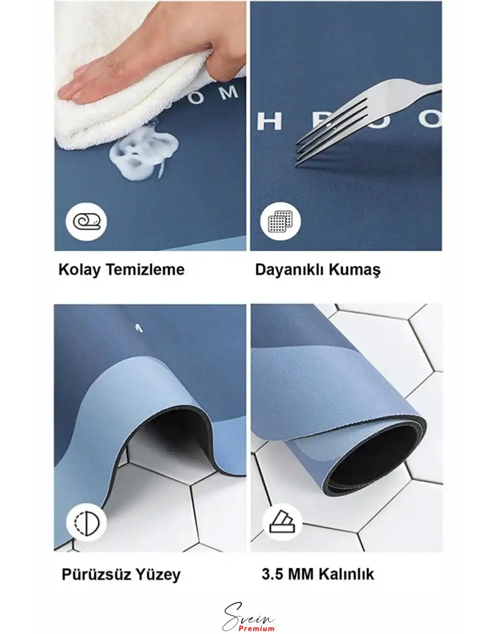 Sihirli Su Emici Kaymaz Tabanlı Kolay Temizlenir Dayanıklı Pürüzsüz Yumuşak Abdest Banyo Paspası