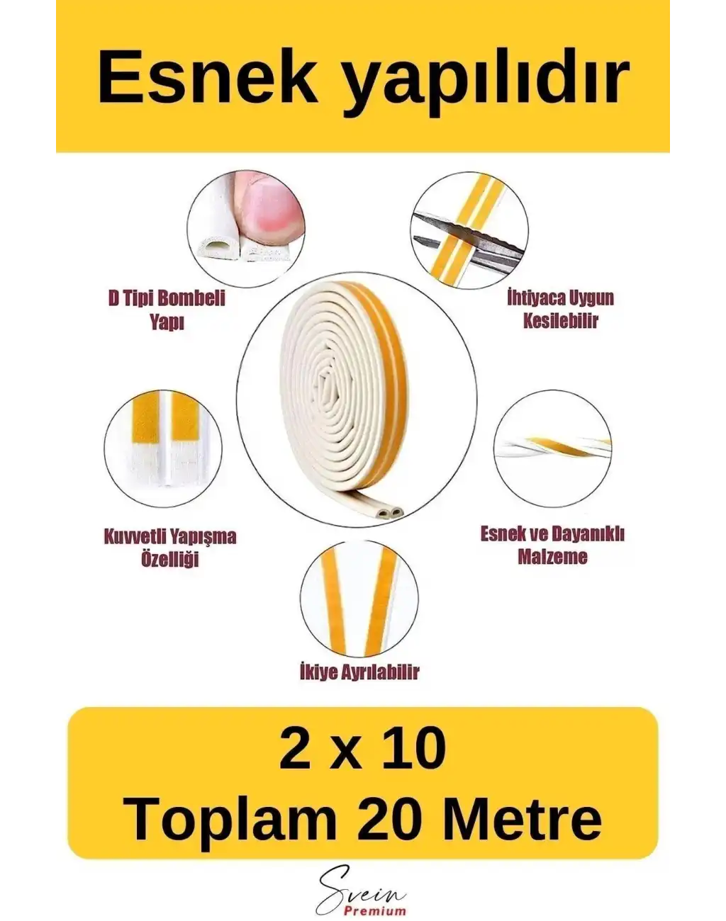 #Fitil Kapı Ve Pencere Soğuk Izolasyon Bandı Fitili Kendinden Yapışkanlı Kauçuk Yalıtım Bant 2x10 = 20 Mt