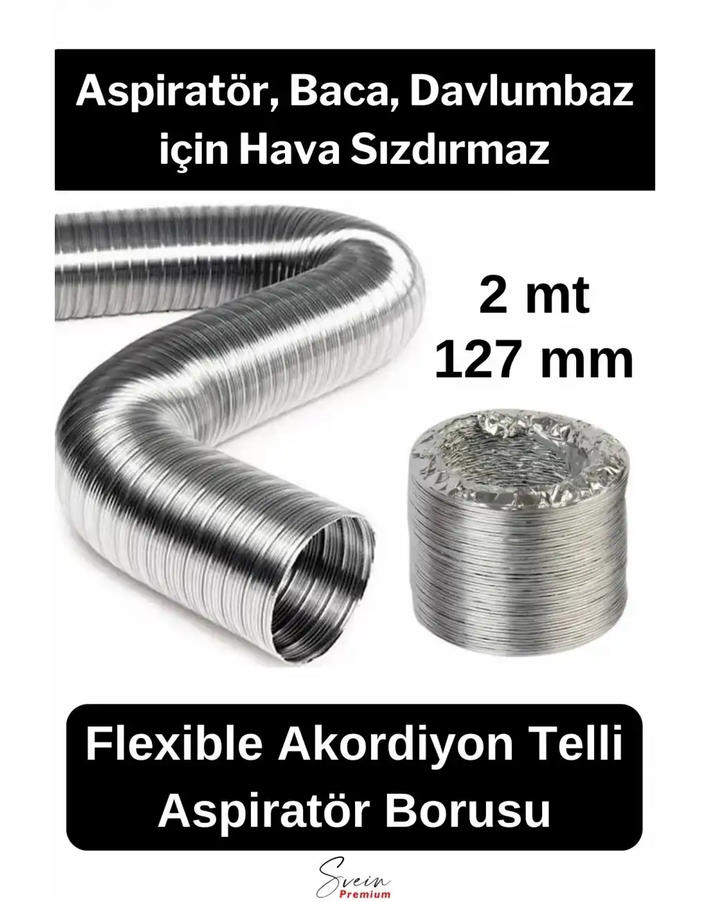 #HavalandırmaBorusu Alüminyum Kopmaz Yırtılmaz Ankastre Baca Aspiratör Davlumbaz Şofben Havalandırma Borusu 2 mt 127 mm