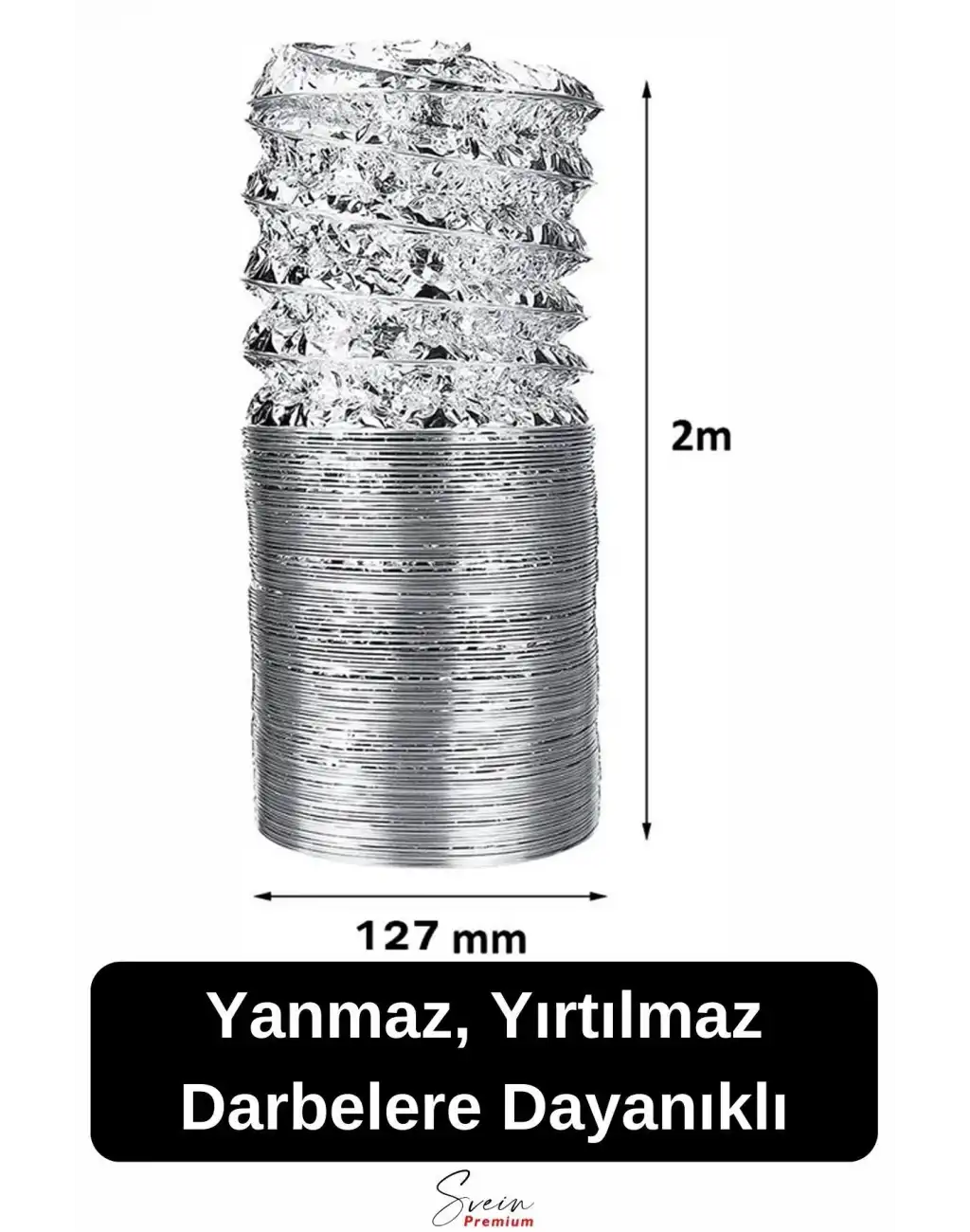 #HavalandırmaBorusu Alüminyum Kopmaz Yırtılmaz Ankastre Baca Aspiratör Davlumbaz Şofben Havalandırma Borusu 2 mt 127 mm