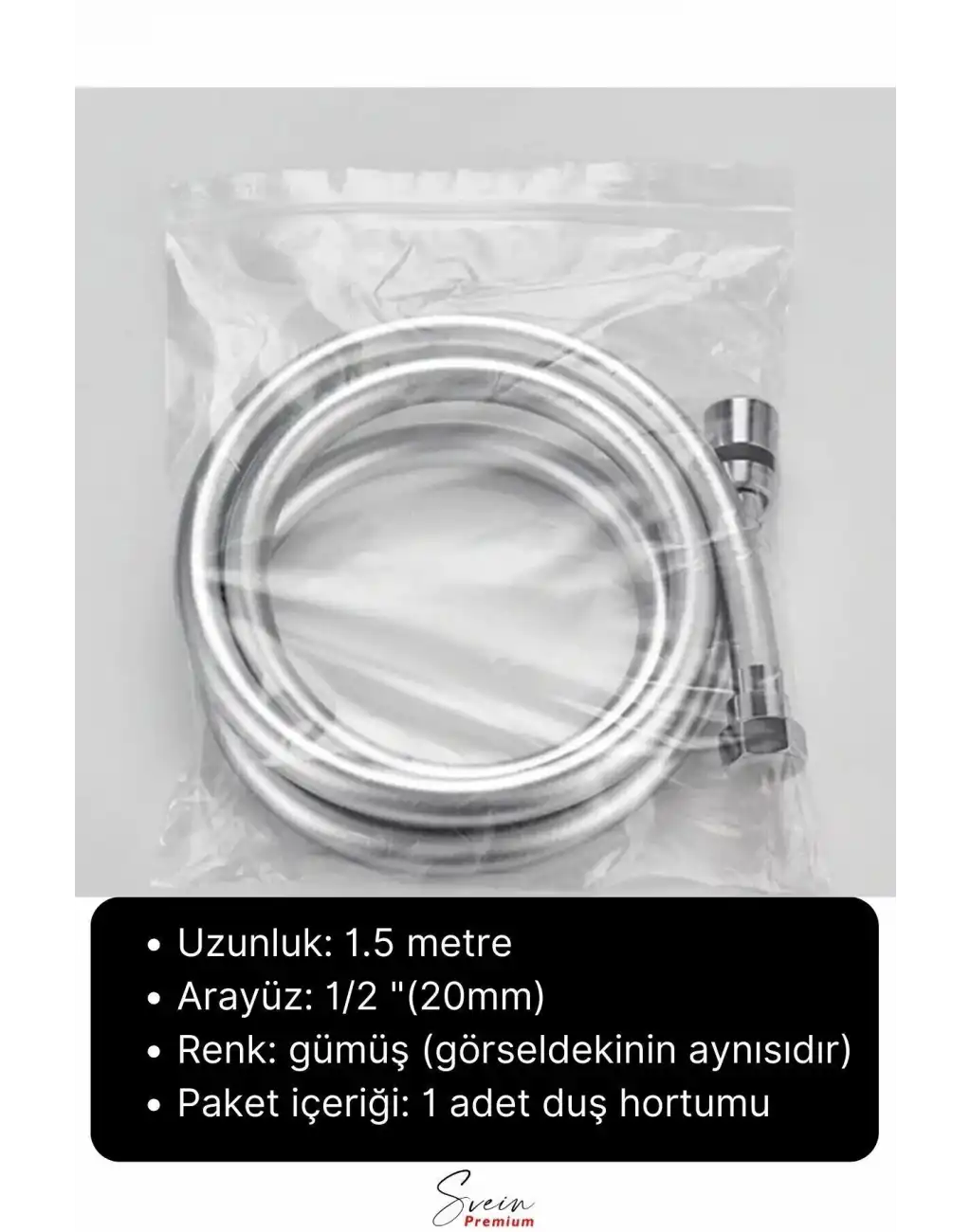 Gümüş Dayanıklı Esnek Kırılmaz Çatlamaz Patlamaz Sızdırmaz Pvc Banyo Duş Musluk Hortumu 1,5 Metre