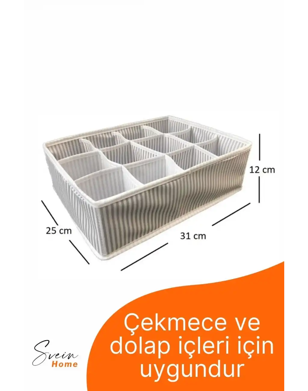 12 Bölmeli Çekmece İçi Düzenleyici Çok Amaçlı Pratik Takı Çorap Kravat Eşarp Gardrop Organizer Kutu