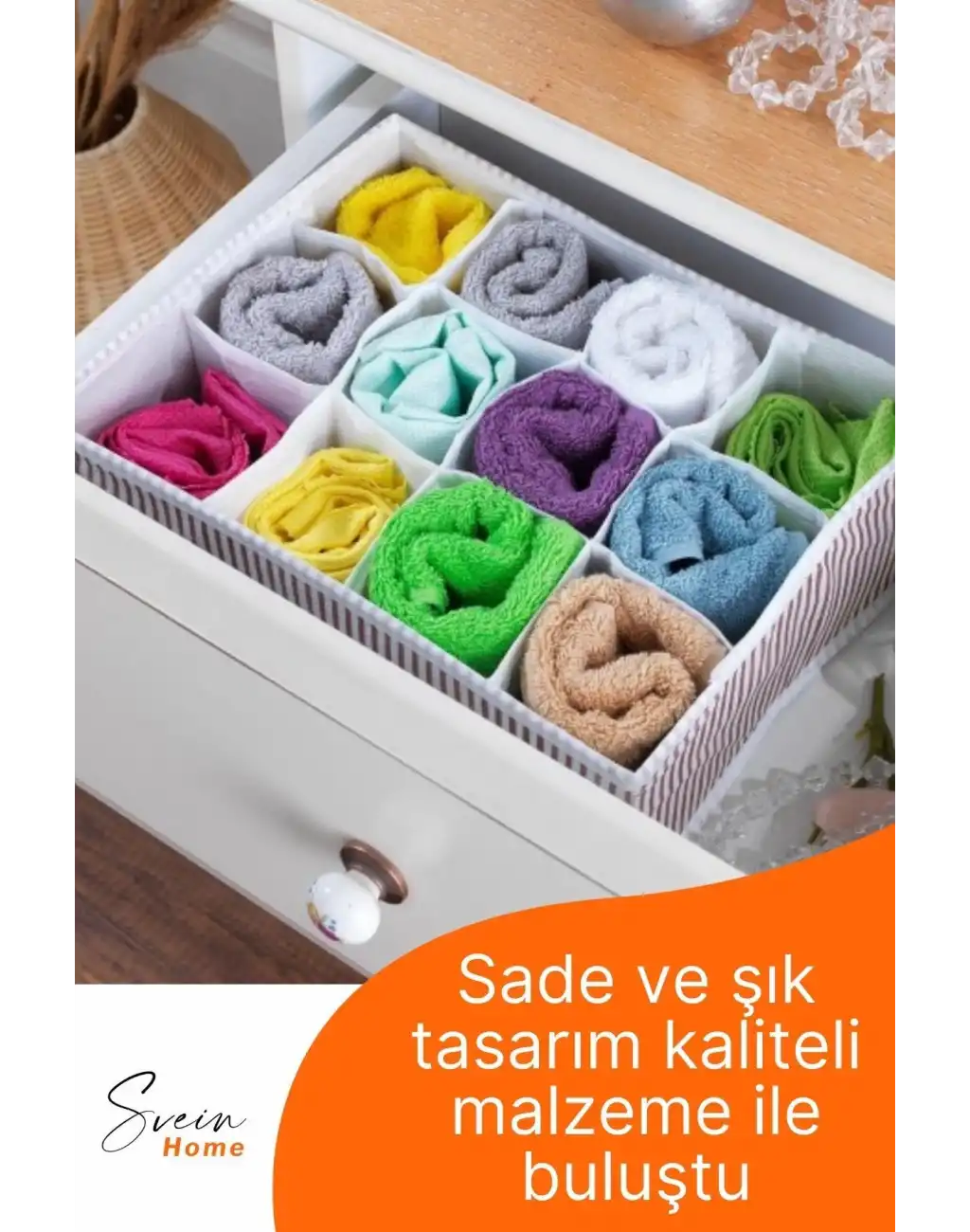 12 Bölmeli Çekmece İçi Düzenleyici Çok Amaçlı Pratik Takı Çorap Kravat Eşarp Gardrop Organizer Kutu