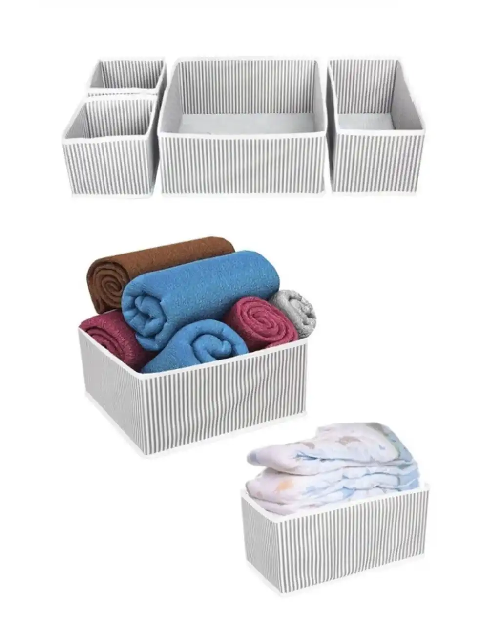 Premium 4lü Çekmece ve Dolap İçi Düzenleyici Pratik Büyük Giysi Çorap İç Çamaşırı Saklama Kutusu