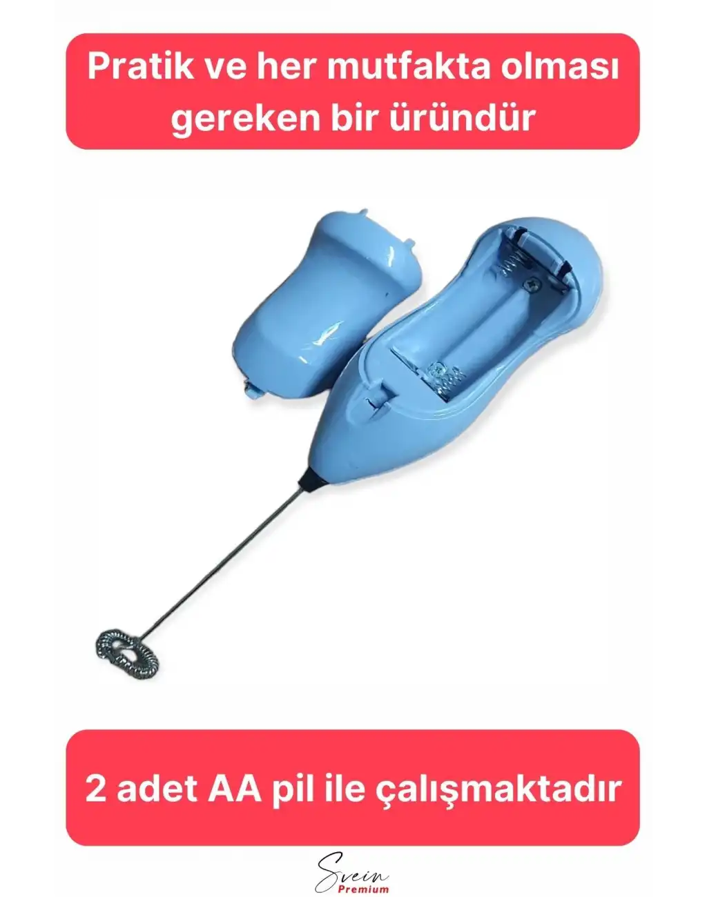 Kahve Süt Köpürtücü Cappuccino Yumurta Sos Krema Çırpıcı Çelik Uçlu Pratik Pilli Mini Karıştırıcı