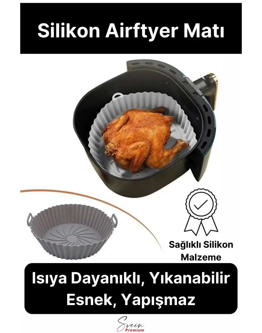 Isıya Dayanıklı Esnek Yıkanılabilir Yapışmaz Silikon Fırın Ve Airfryer Yuvarlak Model Pişirme Matı