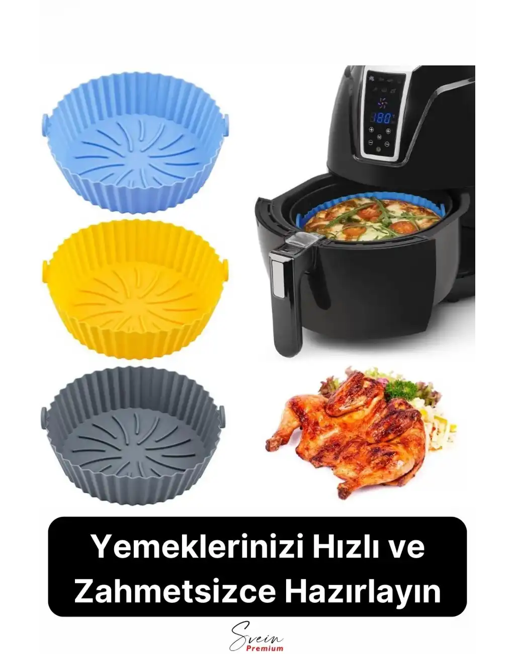 Isıya Dayanıklı Esnek Yıkanılabilir Yapışmaz Silikon Fırın Ve Airfryer Yuvarlak Model Pişirme Matı