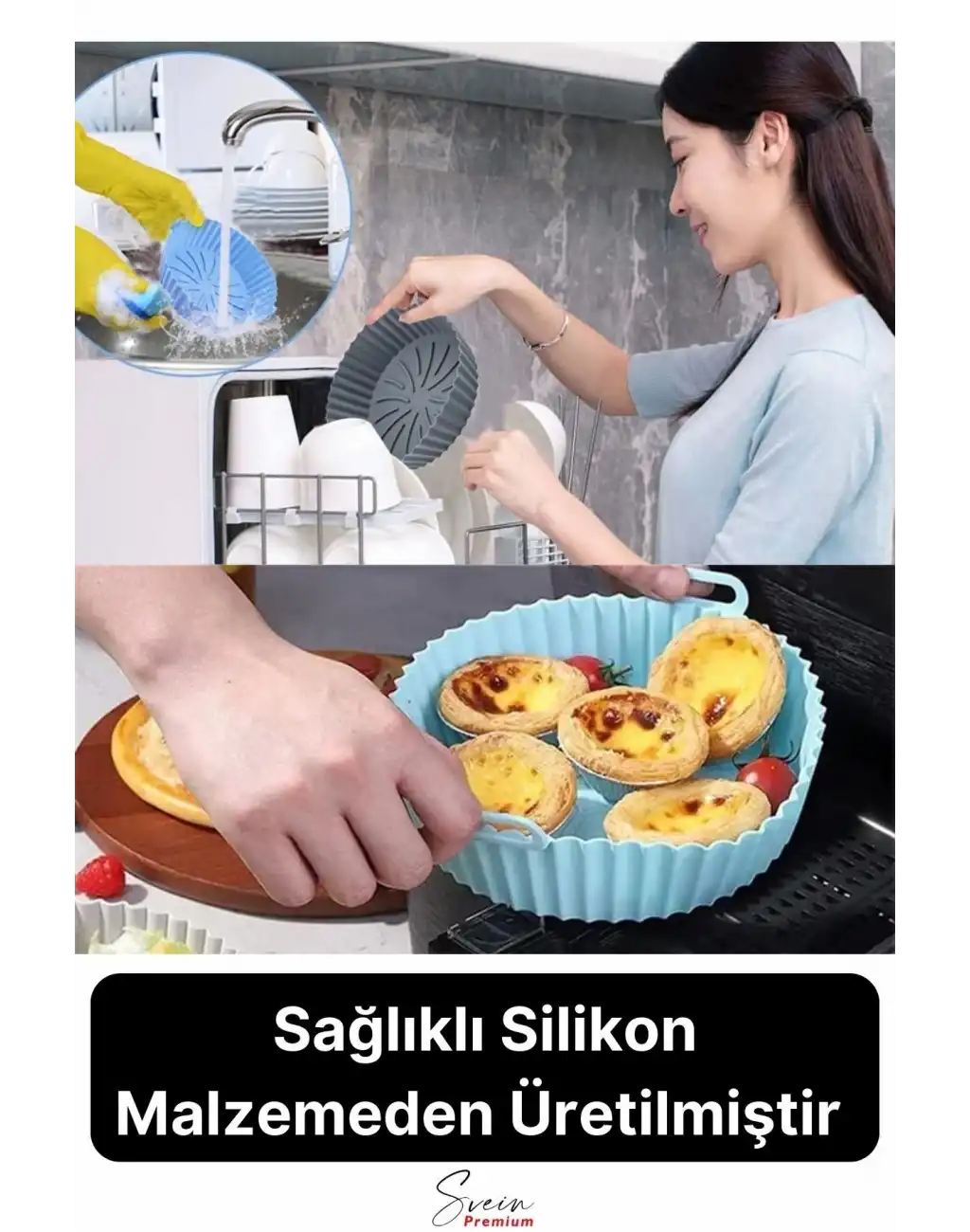 Isıya Dayanıklı Esnek Yıkanılabilir Yapışmaz Silikon Fırın Ve Airfryer Yuvarlak Model Pişirme Matı