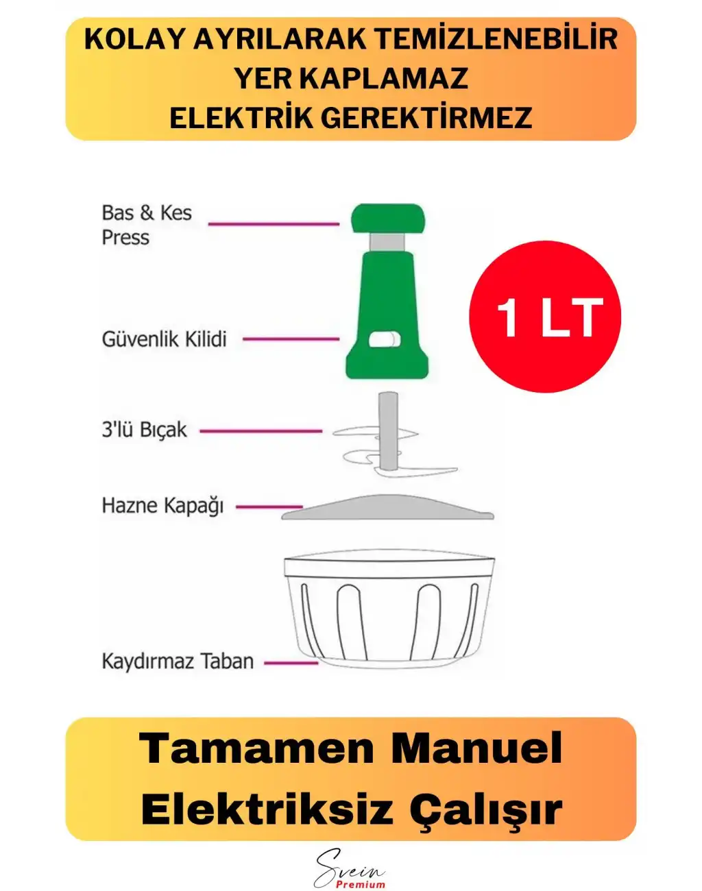 Paslanmaz Çelik Bıçaklı El Robotu Pratik Taşınabilir Basmalı El Blender Soğan Sebze Meyve Doğrayıcı