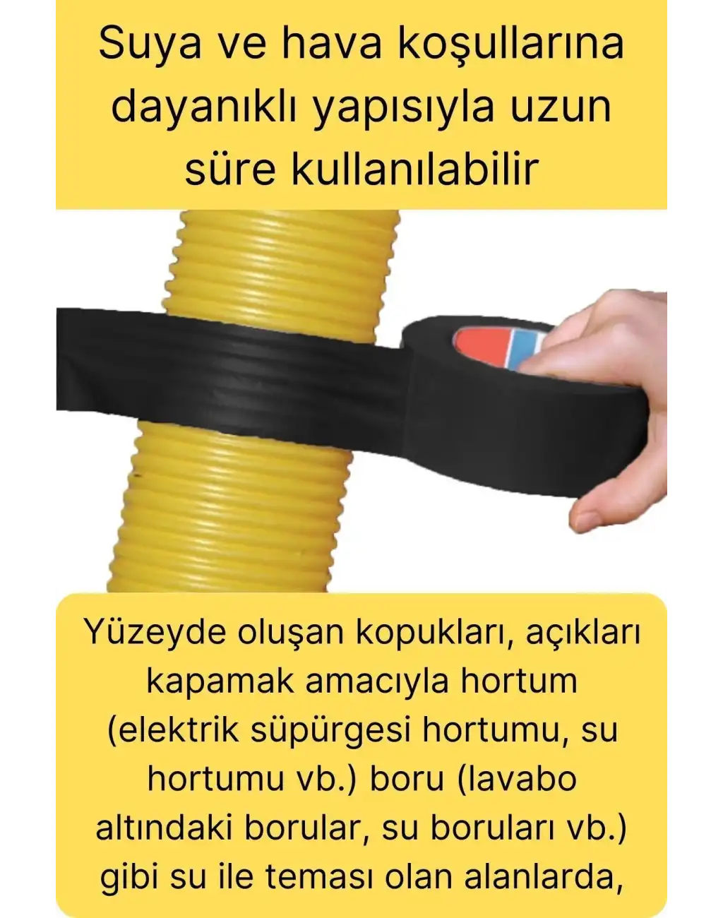 Çok Amaçlı Su Geçirmez Sızdırmaz Dayanıklı Boru Çatlak Onarım İzolasyon Siyah Tamir Bandı 48mm 10mt