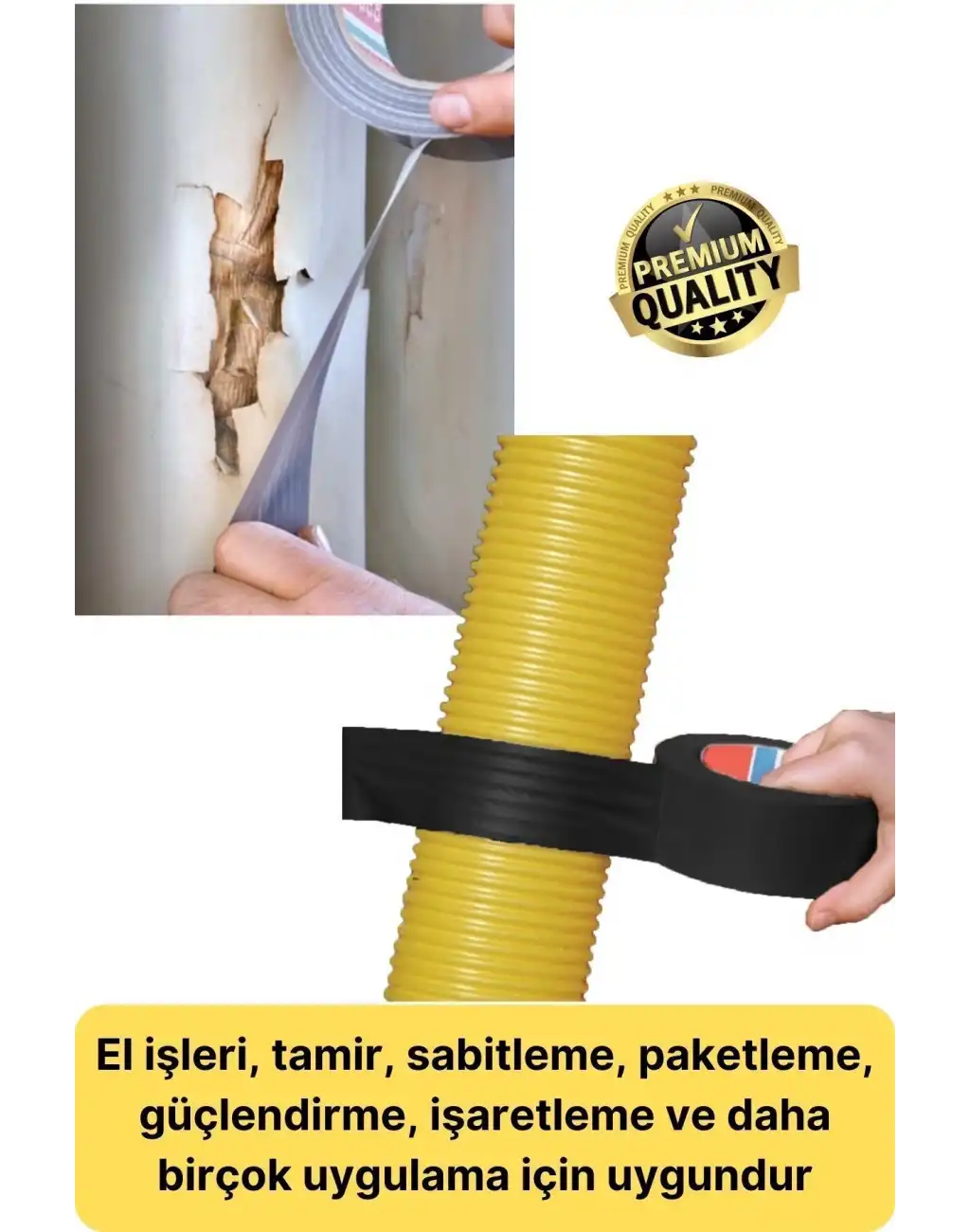 Çok Amaçlı Su Geçirmez Sızdırmaz Dayanıklı Boru Çatlak Onarım İzolasyon Siyah Tamir Bandı 48mm 10mt