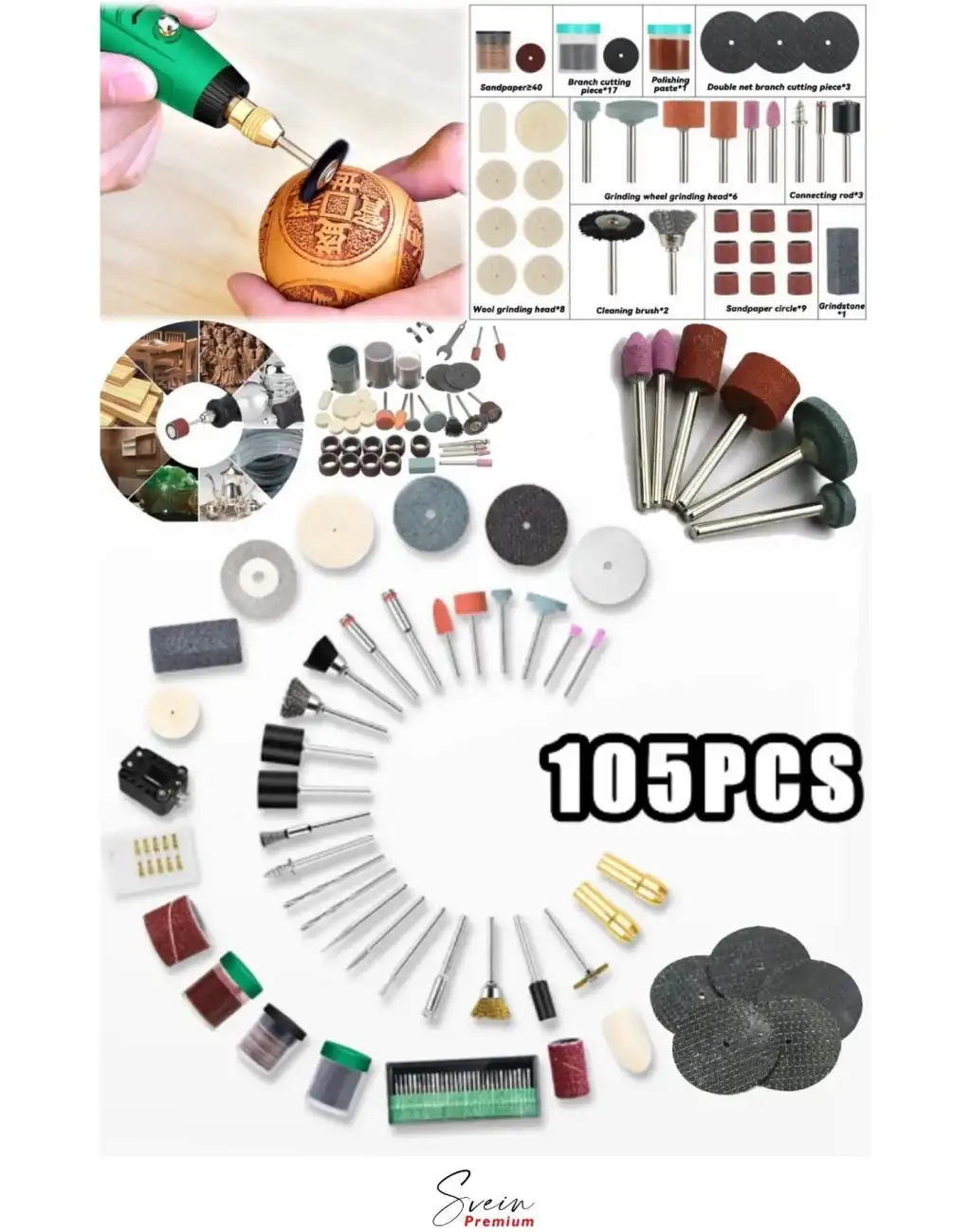 Hobi Gravür Dremel Taşlama Ucu Mini Metal Ahşap Oyma Seti Parlatma Çapak Alma 105 Parça Kalıpçı Seti