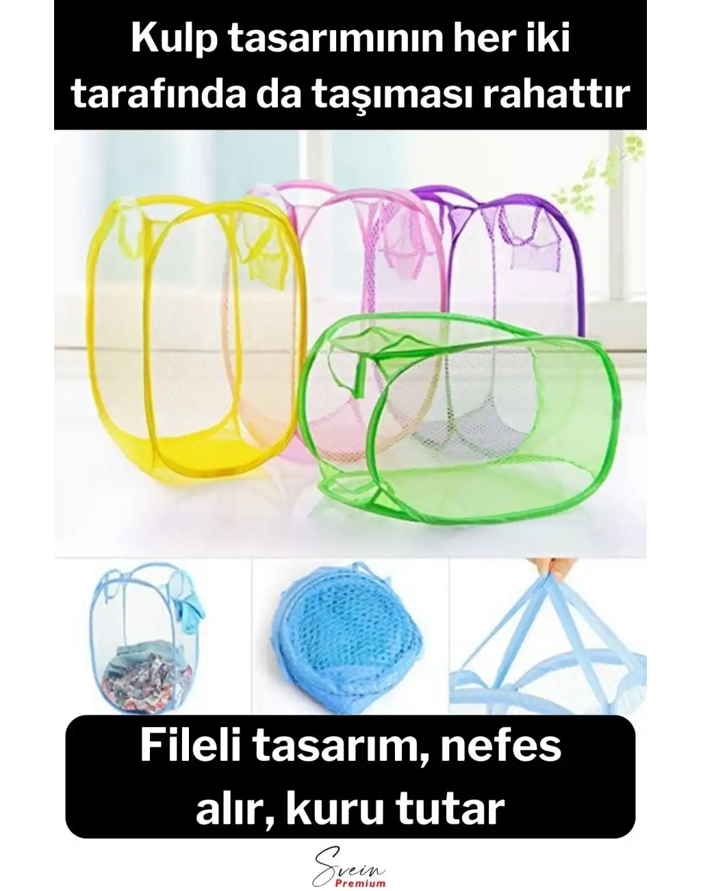 Çok Amaçlı Oyuncak ve Çamaşır Saklama Selesi Katlanabilir Çok Renkli Fileli Eşya İstifleme Sepeti