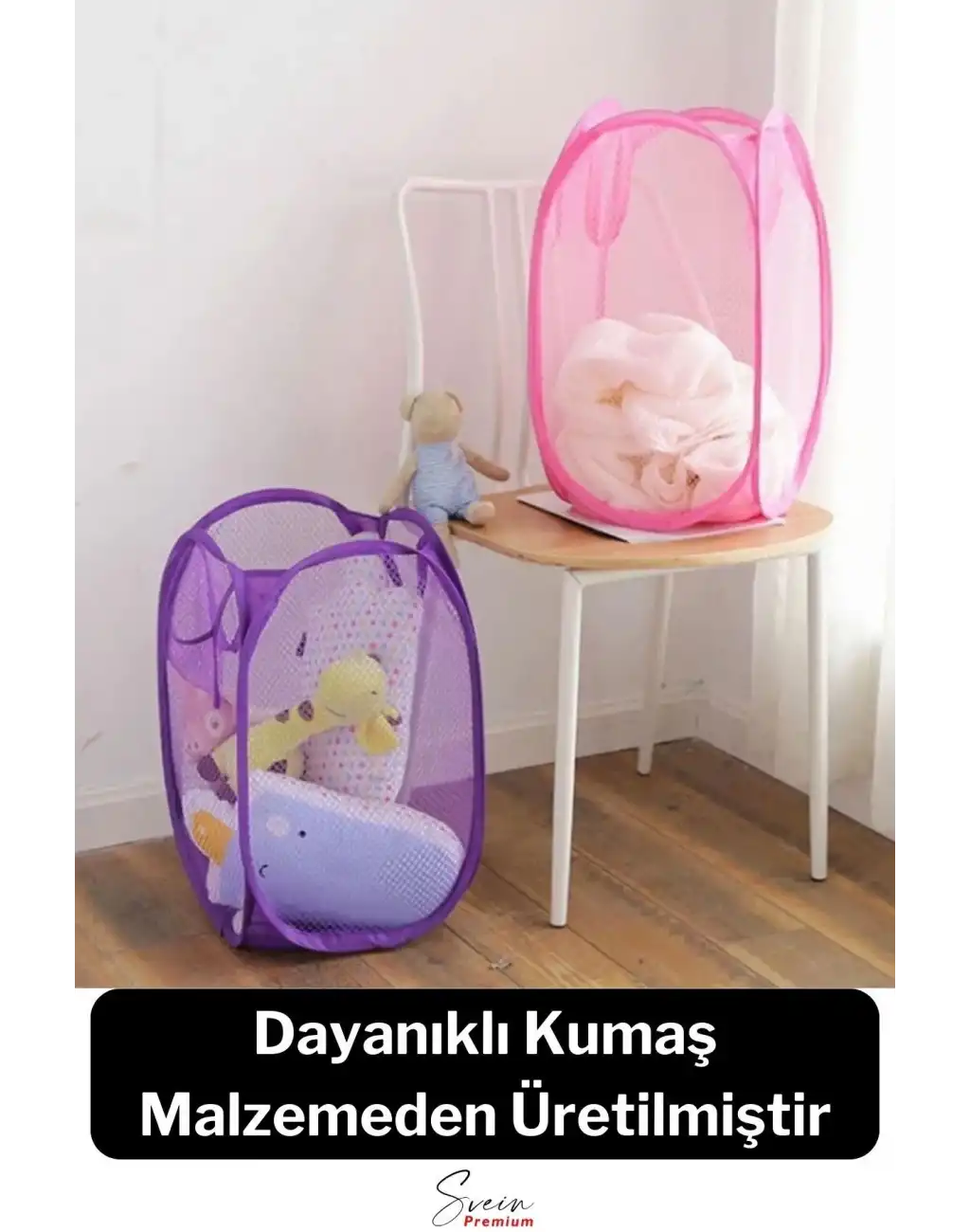 Çok Amaçlı Oyuncak ve Çamaşır Saklama Selesi Katlanabilir Çok Renkli Fileli Eşya İstifleme Sepeti