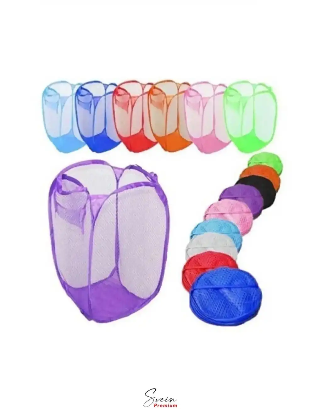 Çok Amaçlı Oyuncak ve Çamaşır Saklama Selesi Katlanabilir Çok Renkli Fileli Eşya İstifleme Sepeti