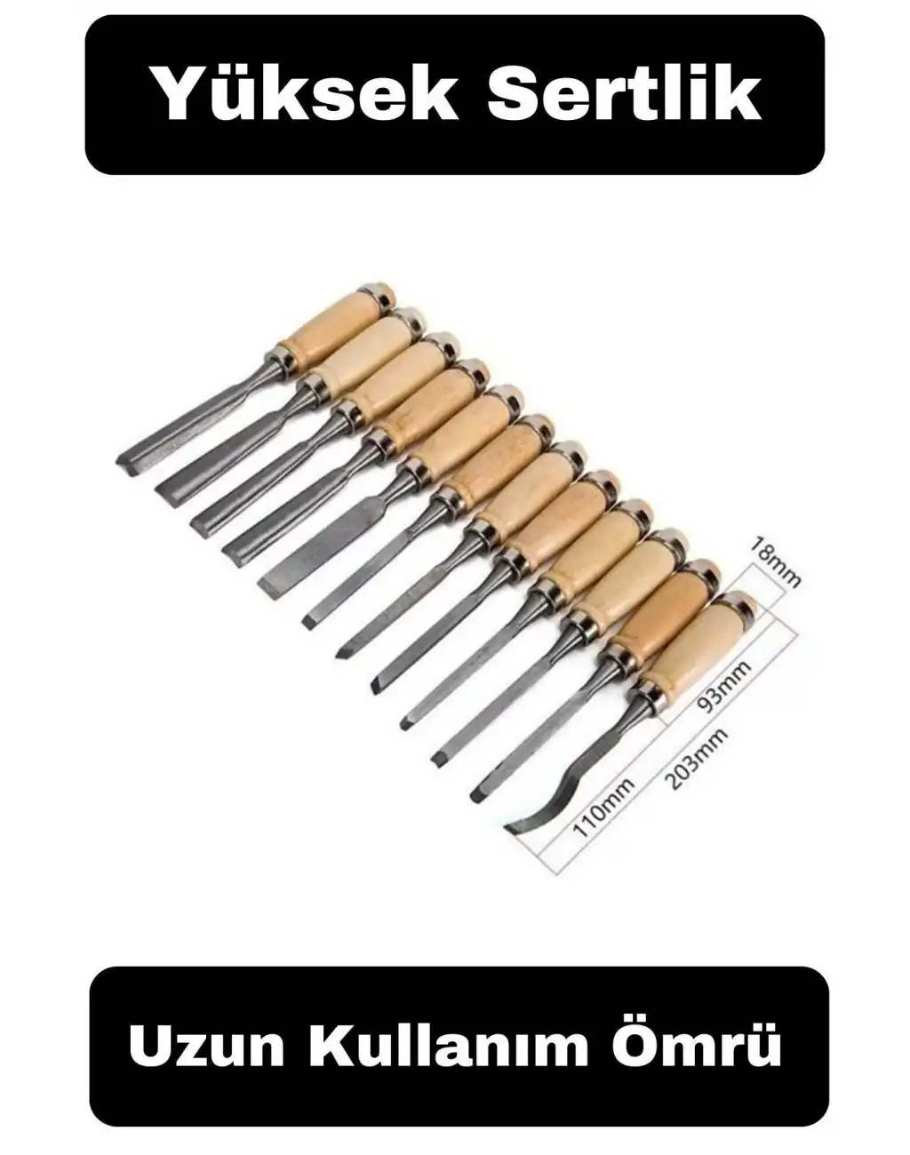 12 Parça Ahşap Oyma Iskarpela Set Profesyonel Taş Seramik Tahta Hobi Gravür Keskin Bıçak Takımı